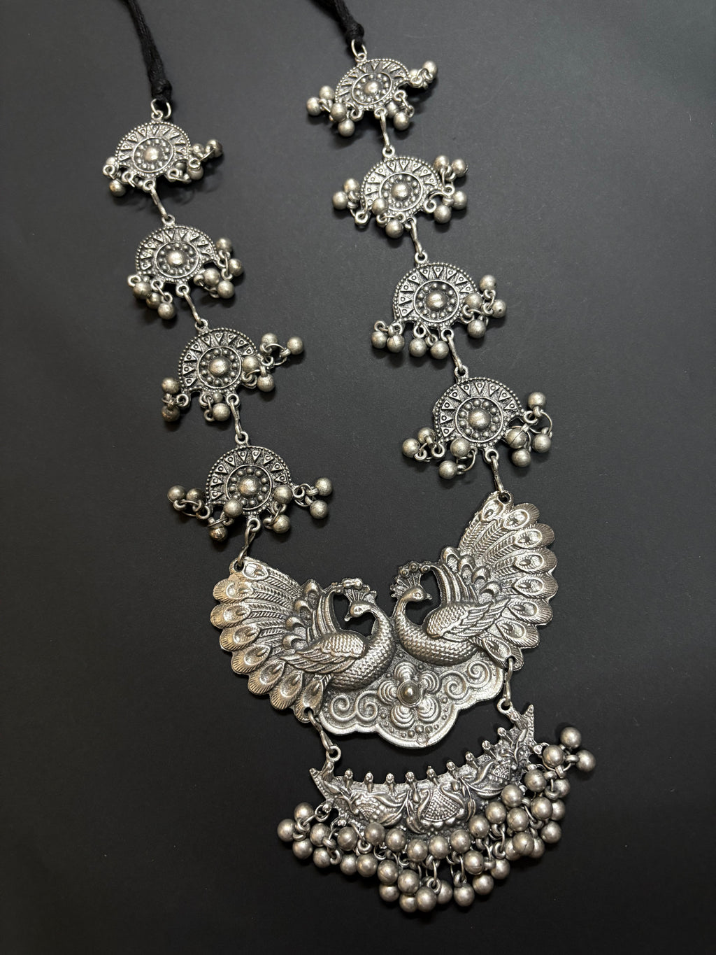 Maya Peacock Oxidized Necklace Set