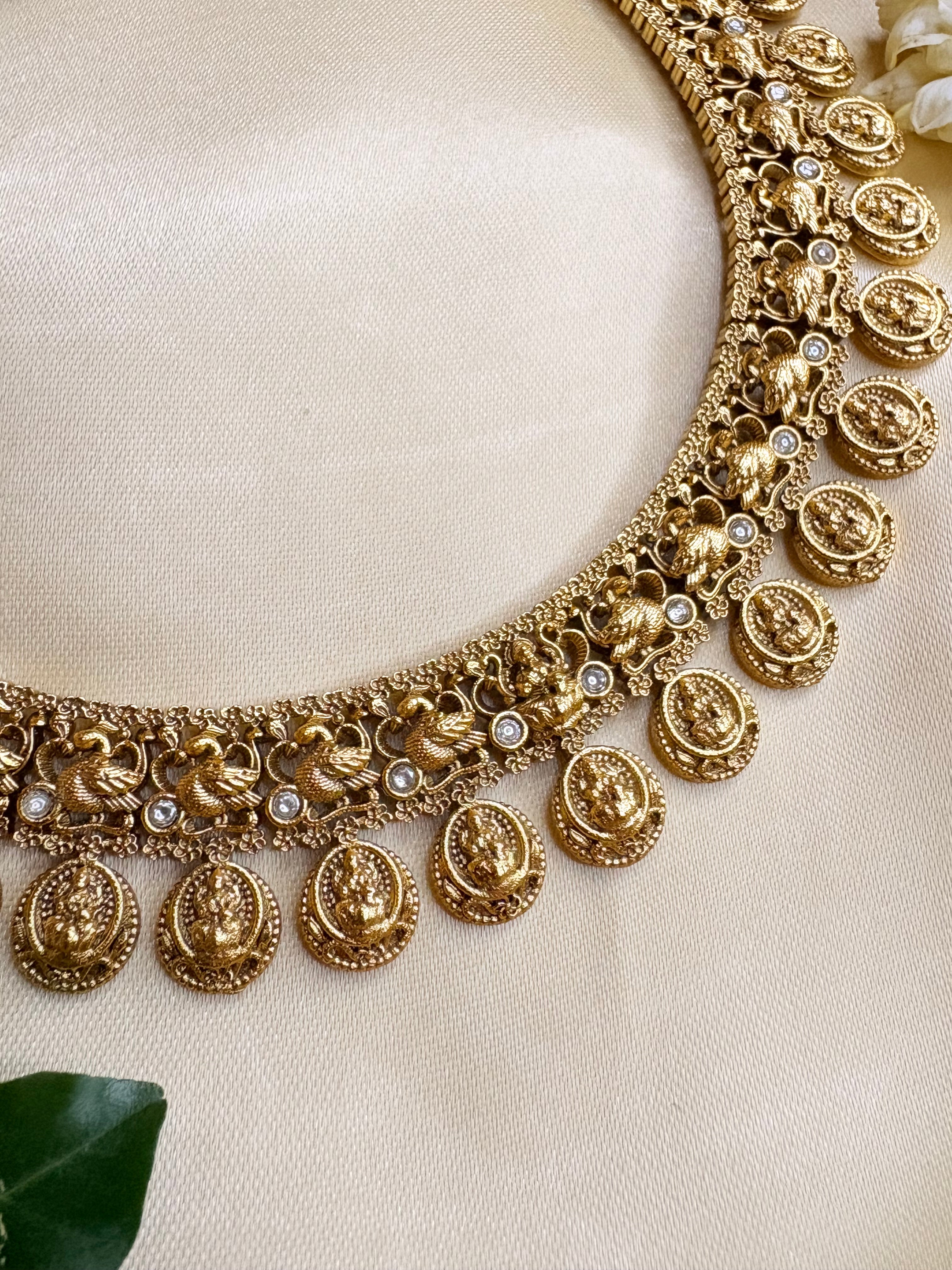 Traditional Lakshmi Coin Gold-Plated Temple Necklace