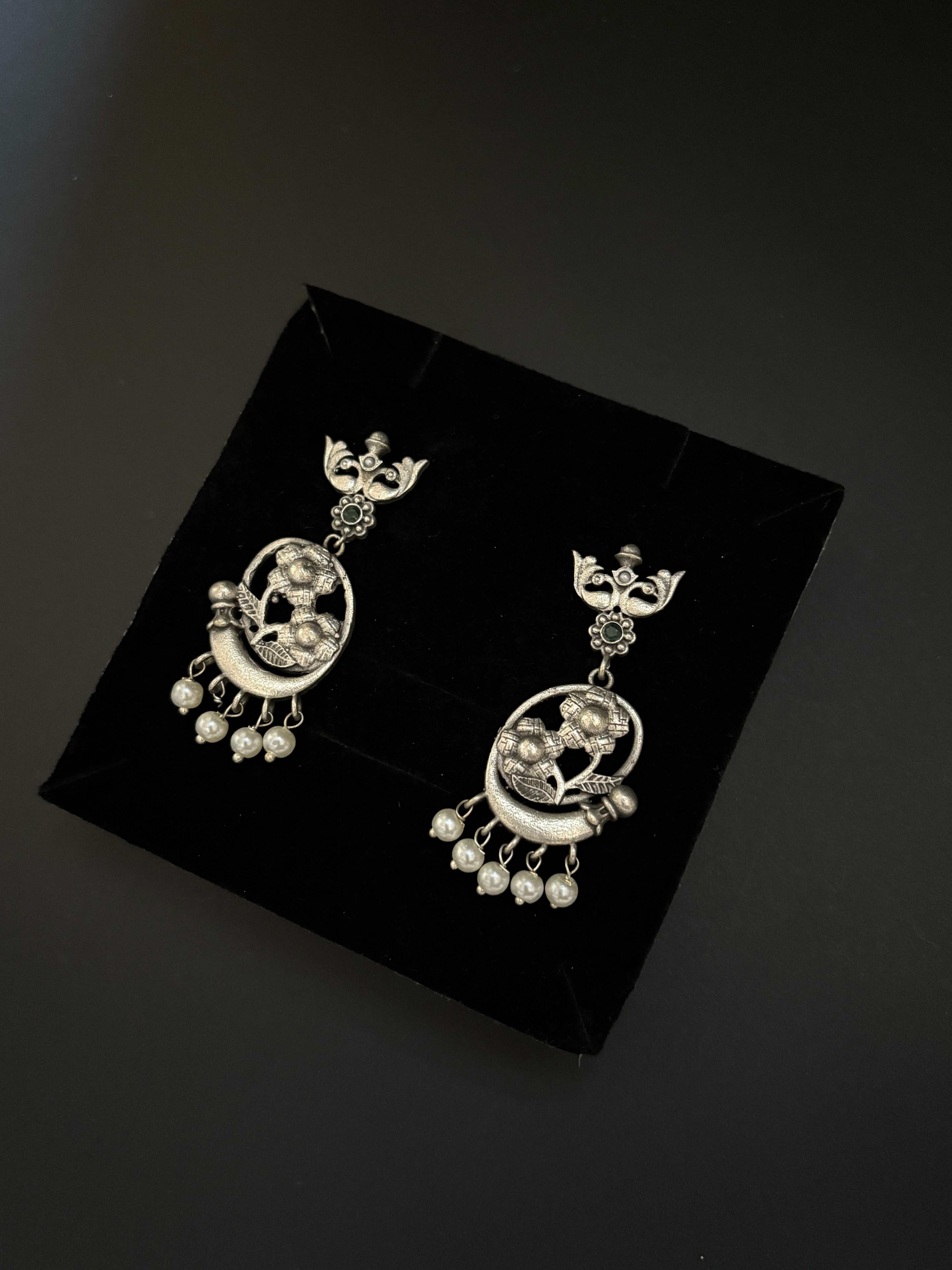 Floral Design Oxidized Earrings