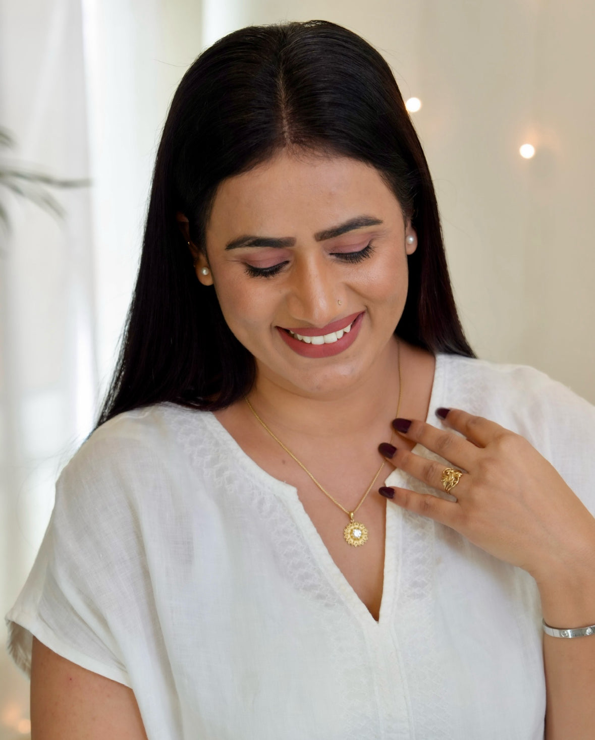 Golden Sunflower Pendant Necklace