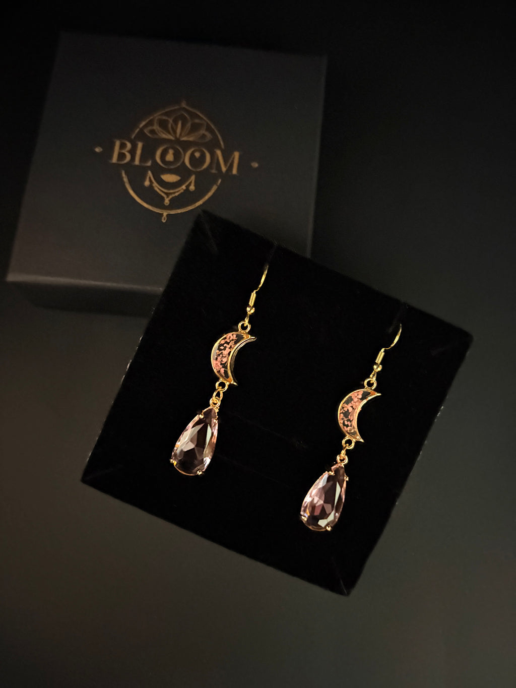 Blush Crescent Gold Earrings