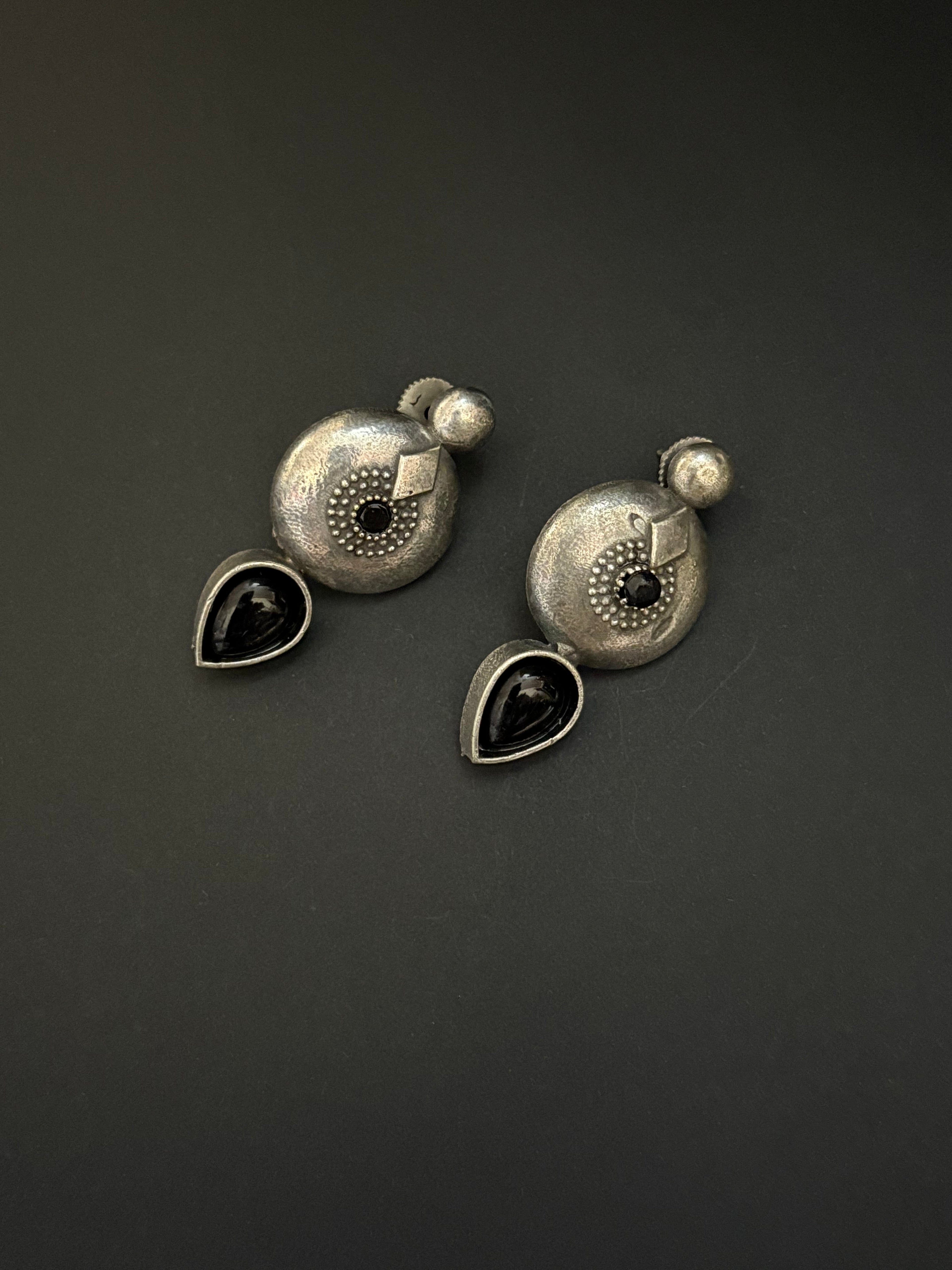 Boho Black Stone Earrings