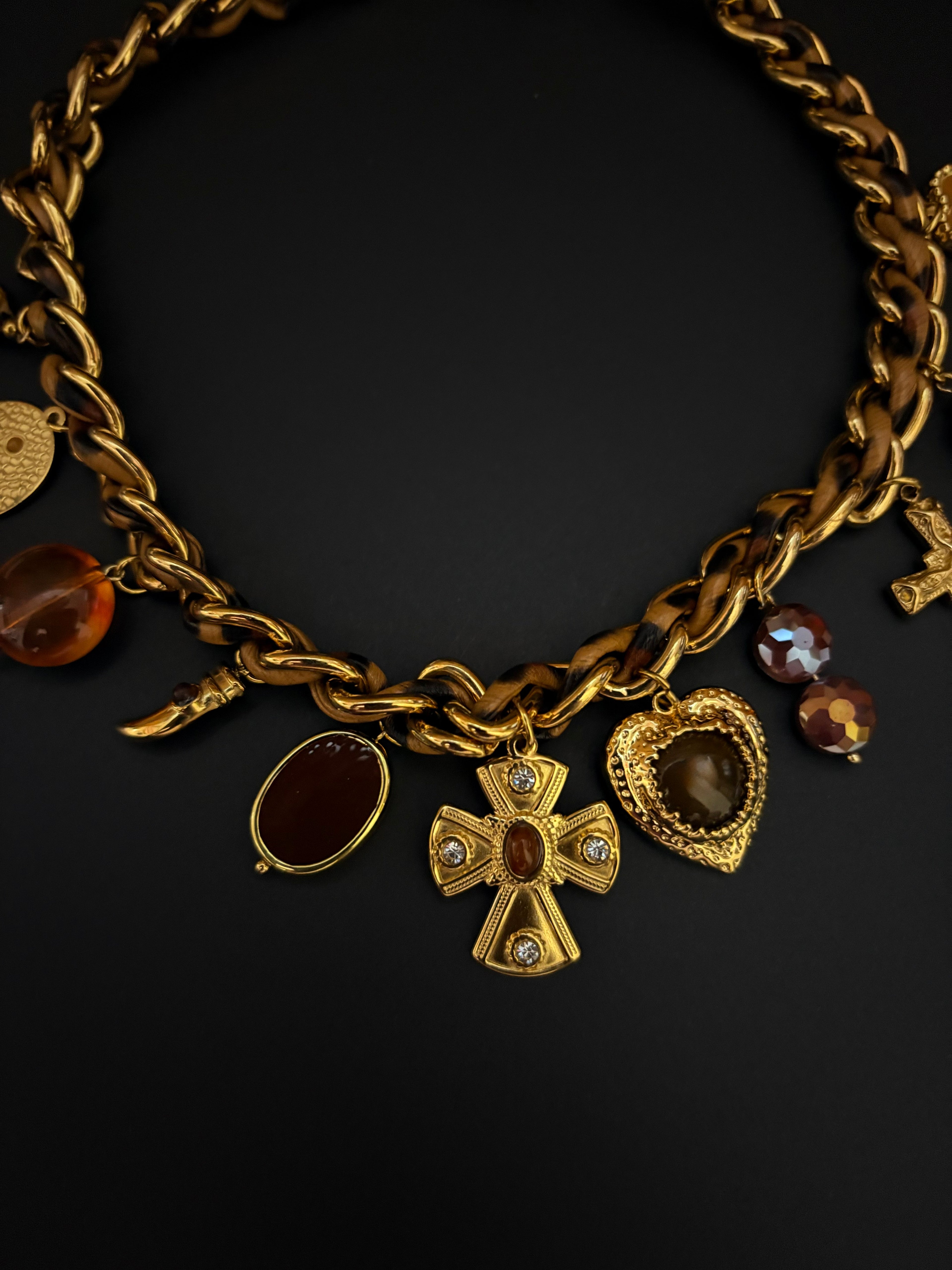 Baroque Cross Charm Necklace