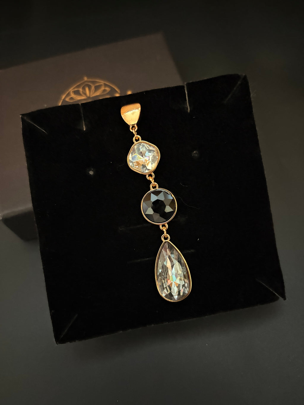 Midnight Elegance Crystal Drop Earrings