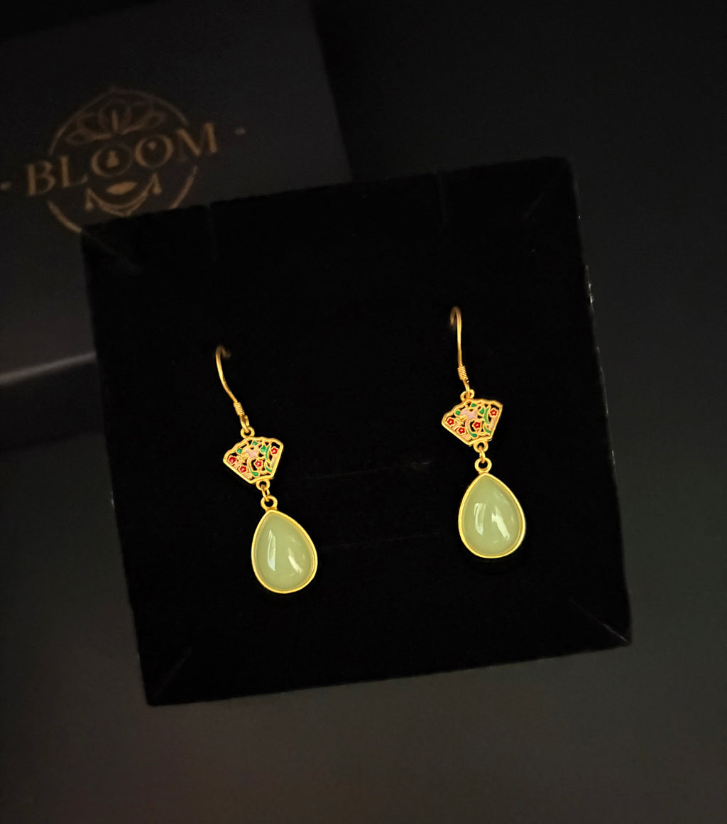 Floral Enamel Teardrop Earrings