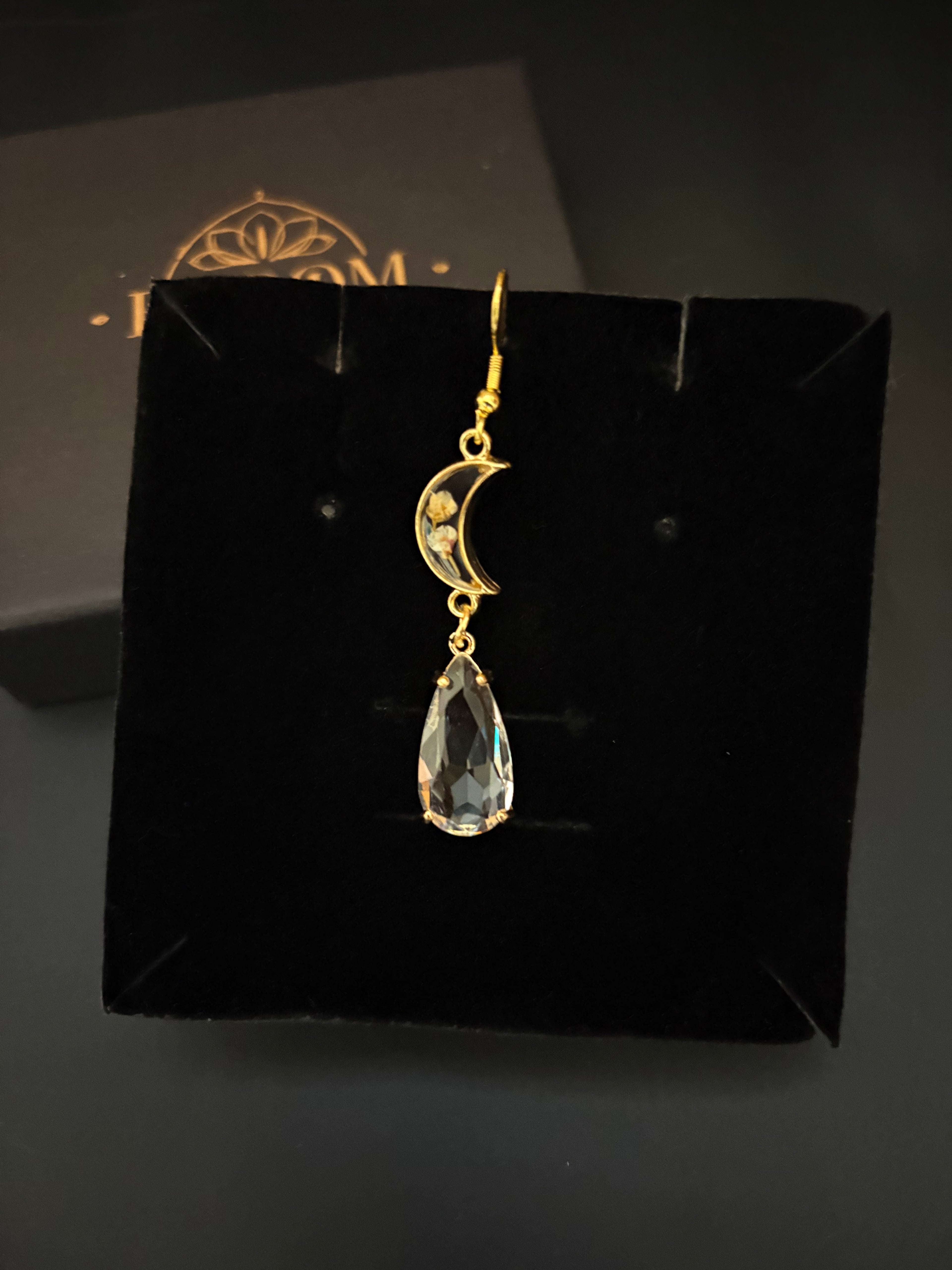Moon Phase Teardrop Crystal Earrings