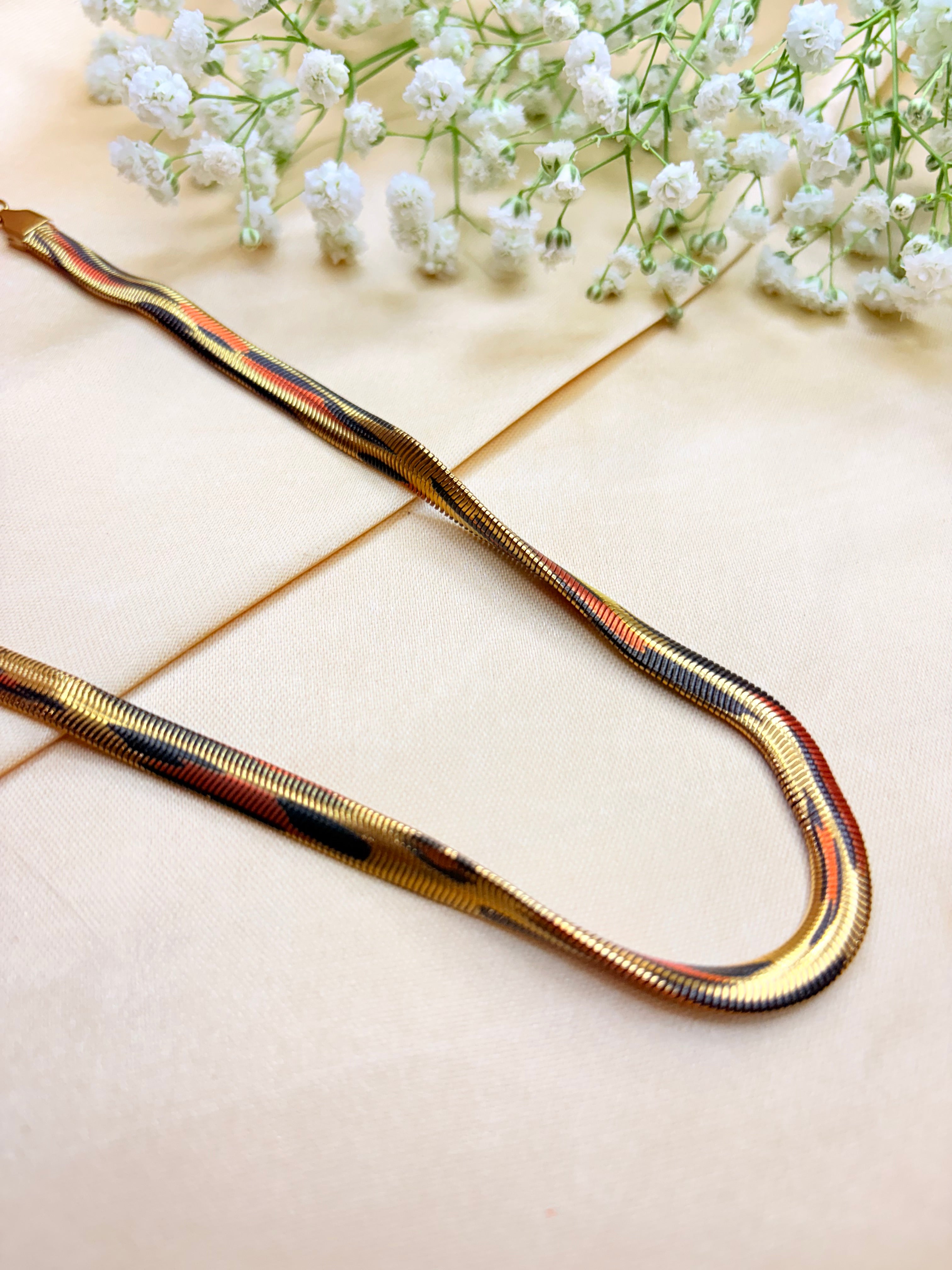 Tricolour Snake Print Necklace