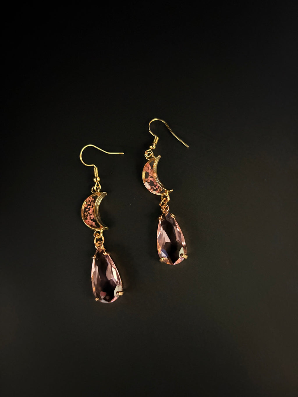 Blush Crescent Gold Earrings