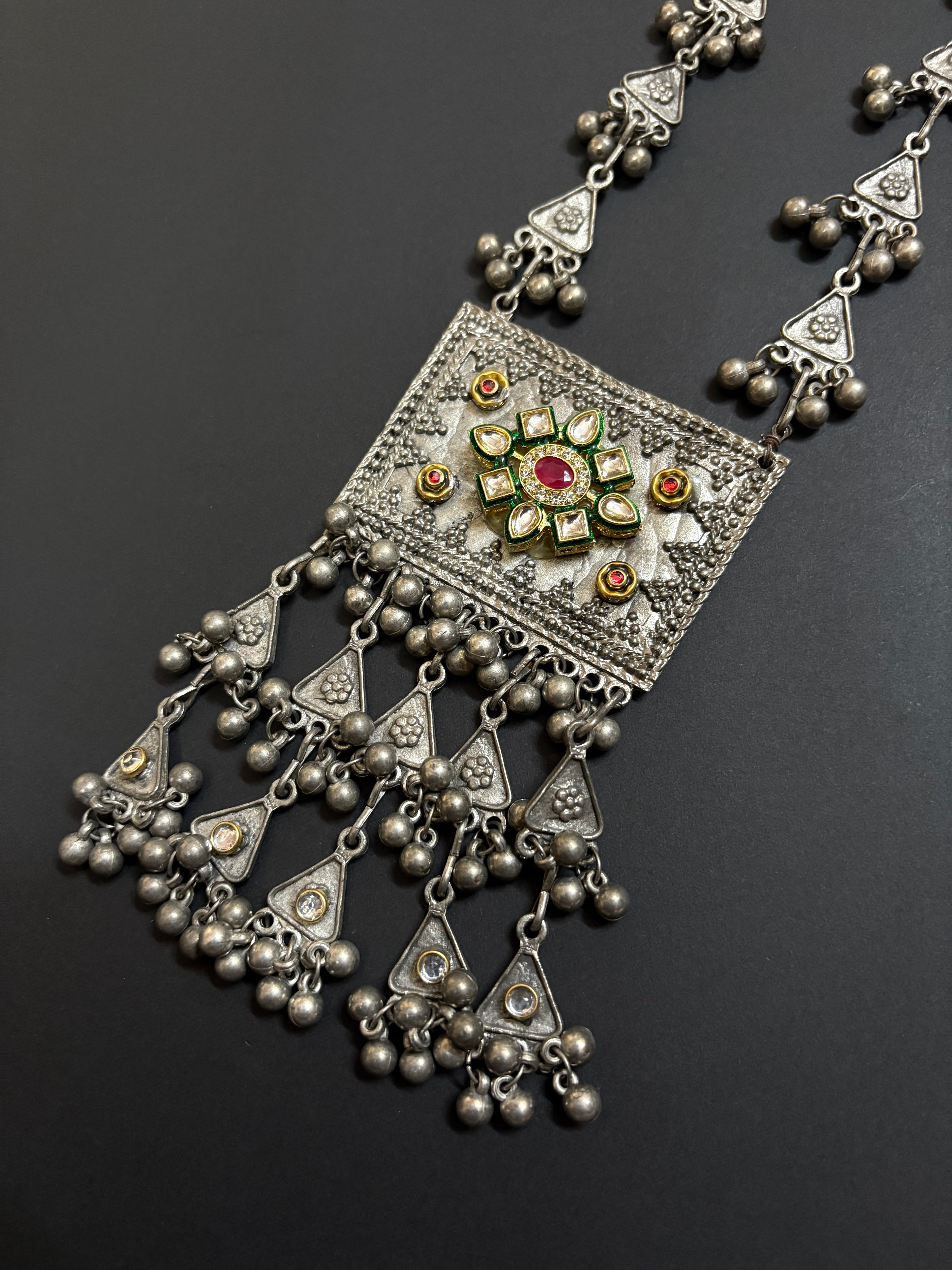 Ghungroo Whispers Long Necklace with Earrings