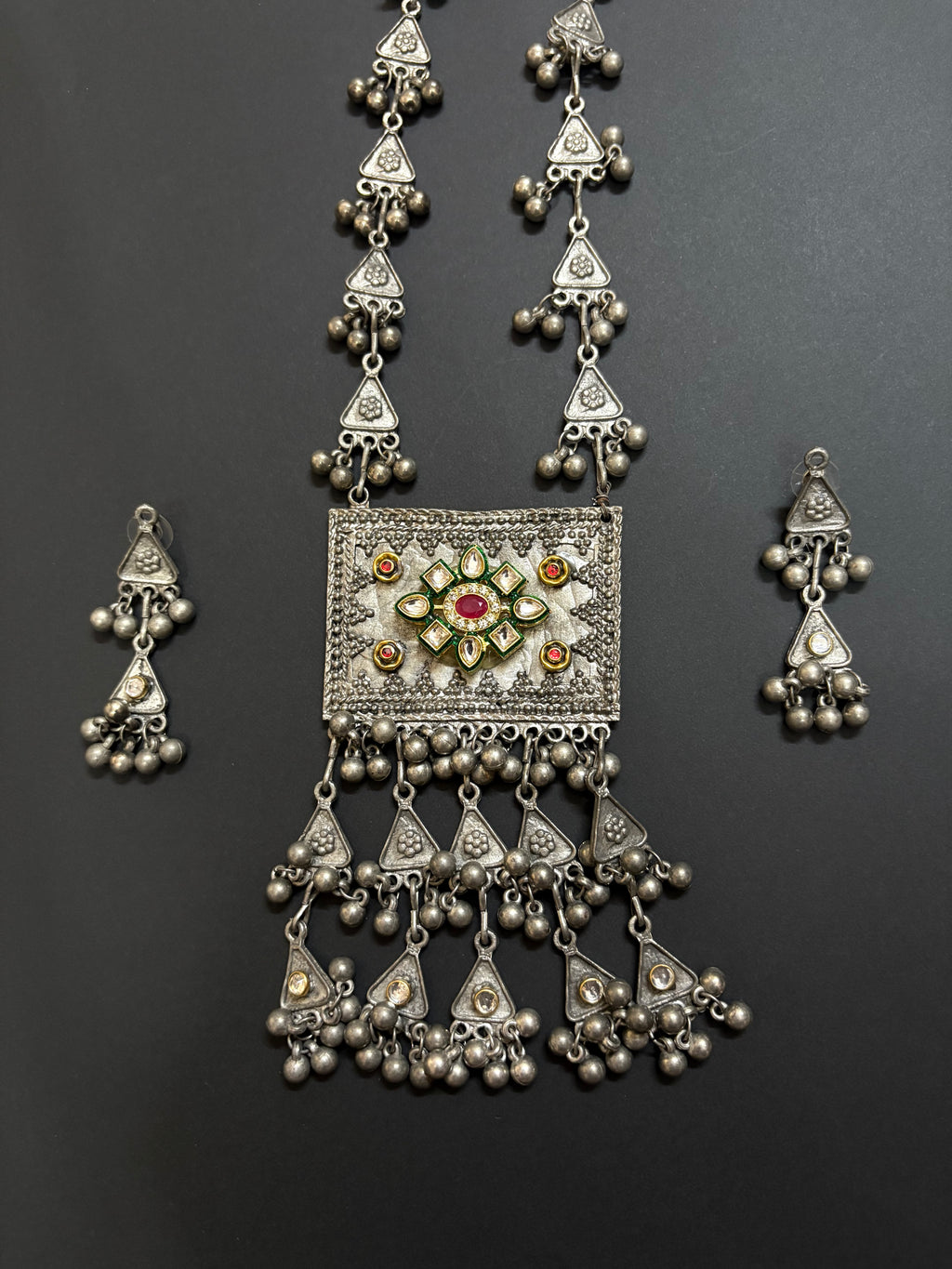 Ghungroo Whispers Long Necklace with Earrings