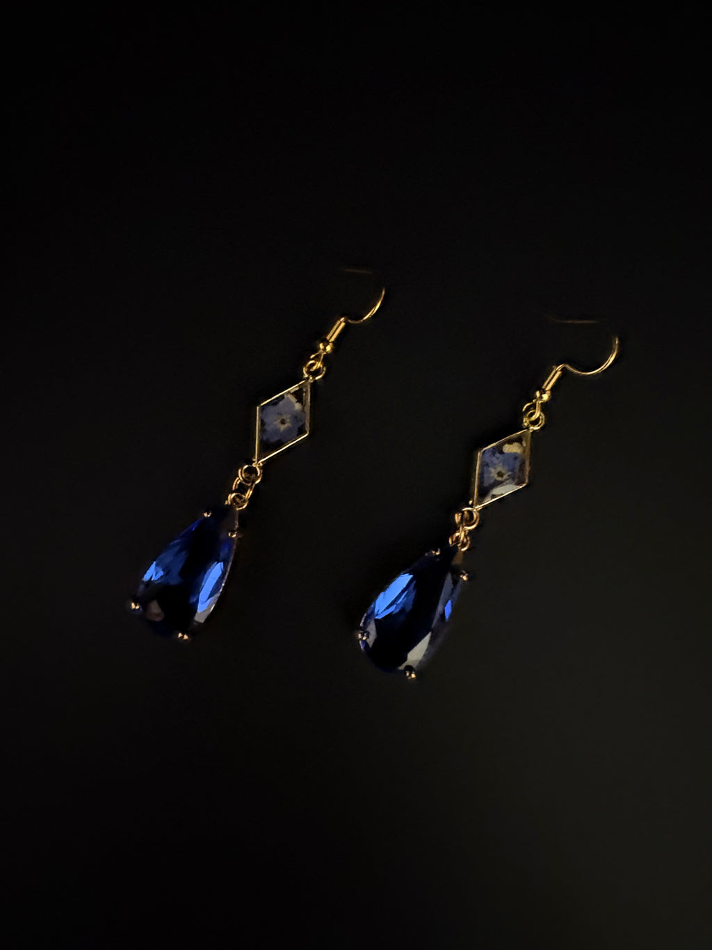 Ocean Night Gold Earrings