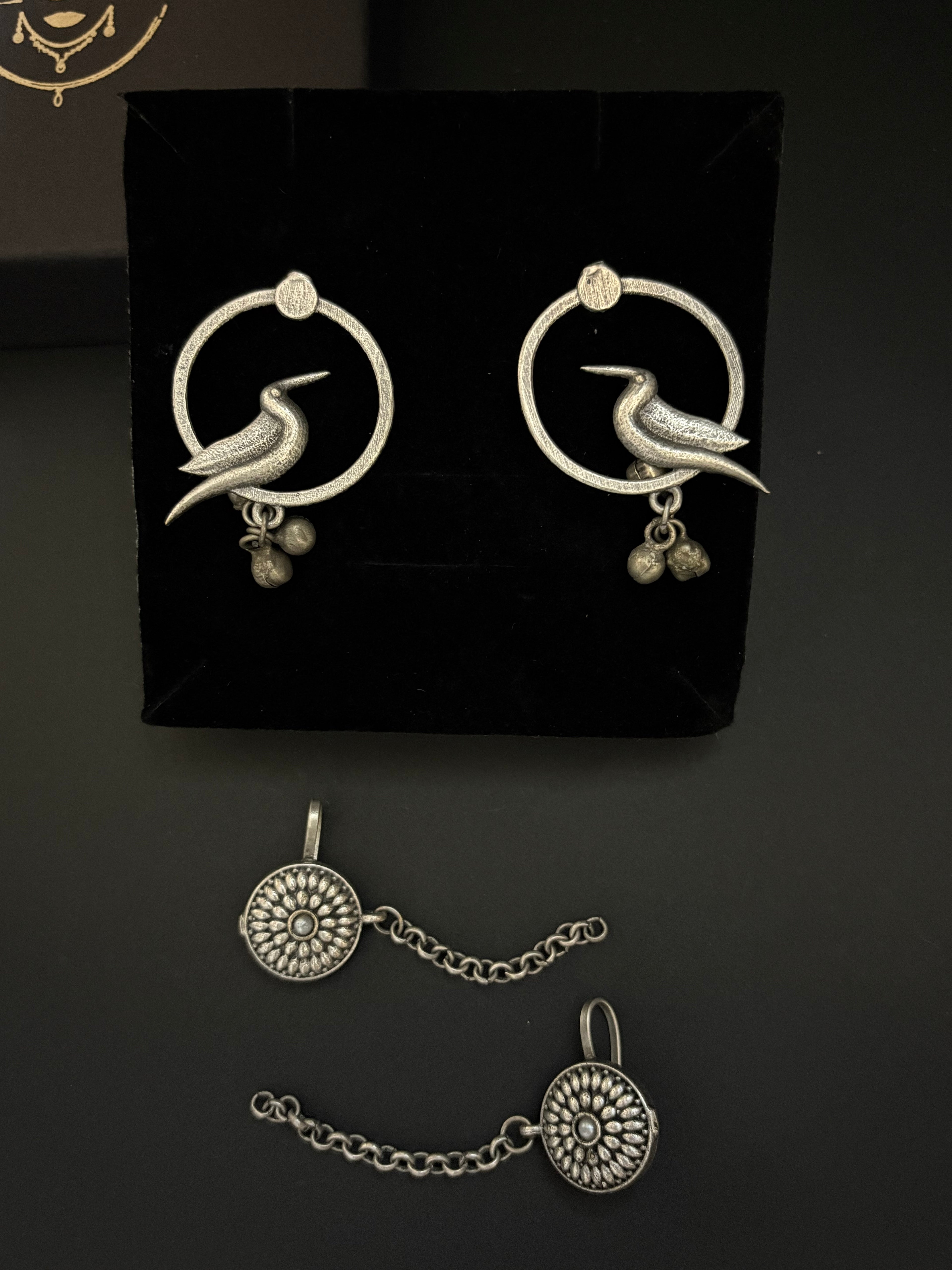 Antique Bird Design with Earring Cuff