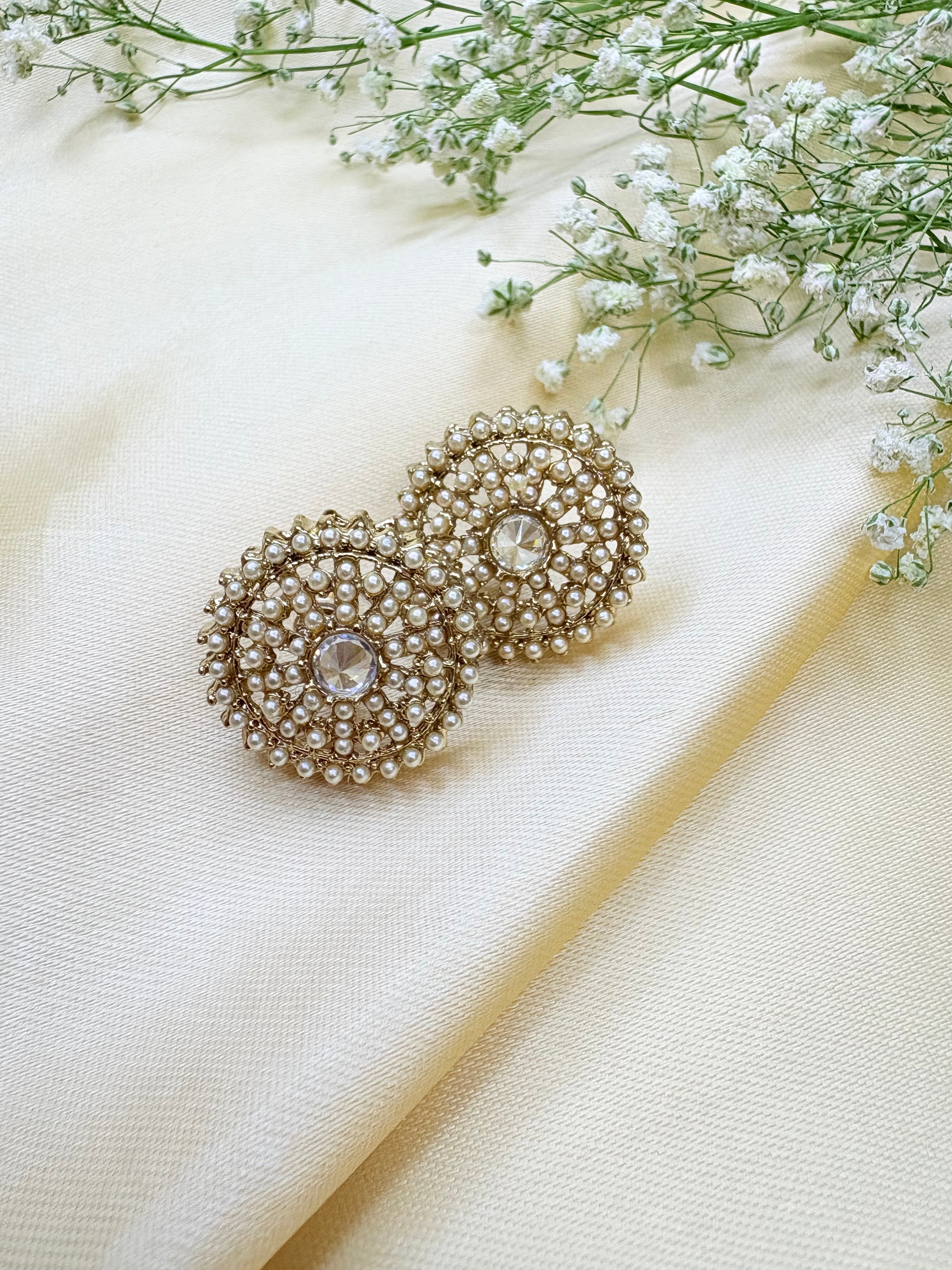 Gold Plated Pearl Stud Earrings Bloom
