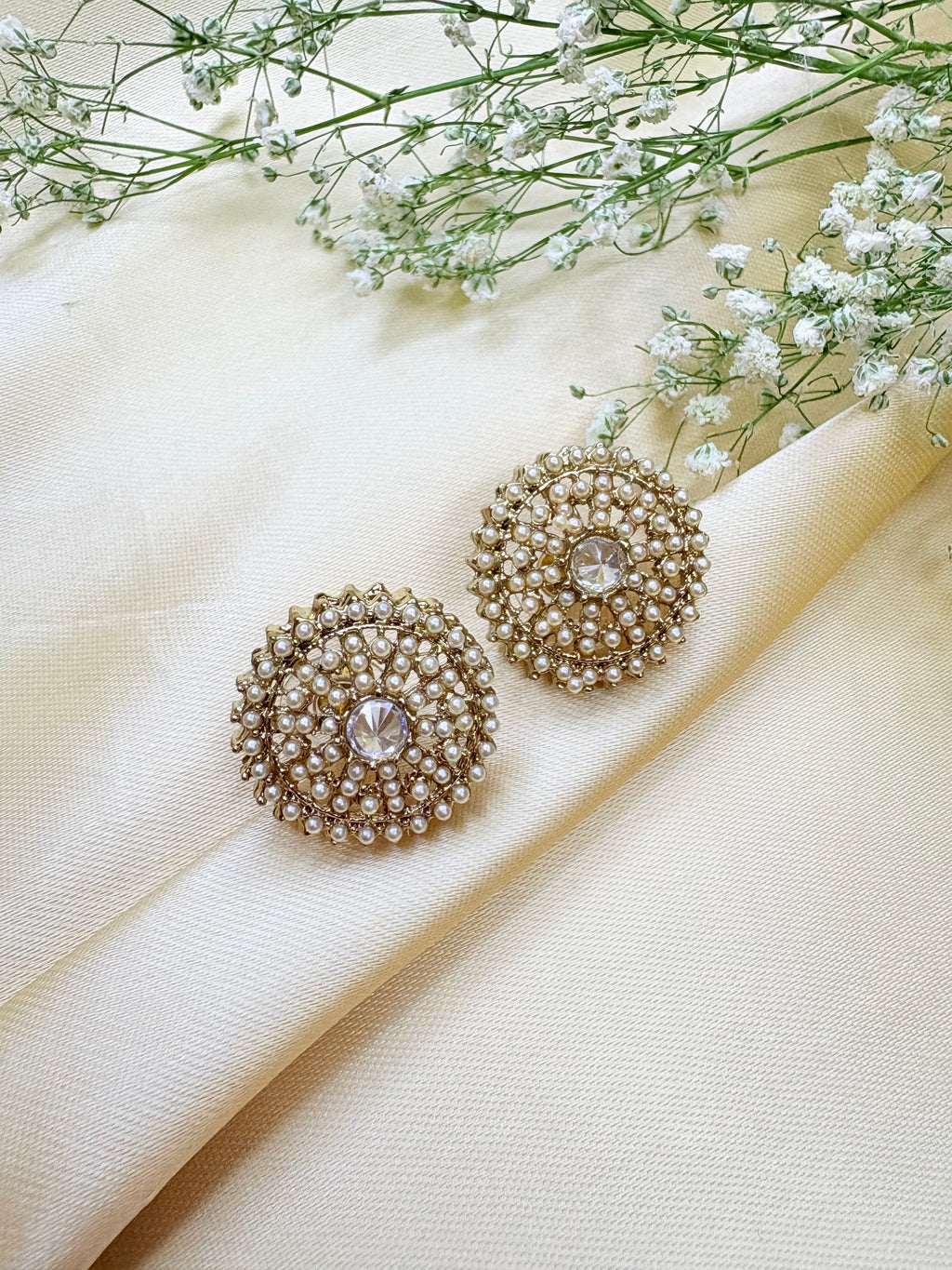 Gold Plated Pearl Stud Earrings