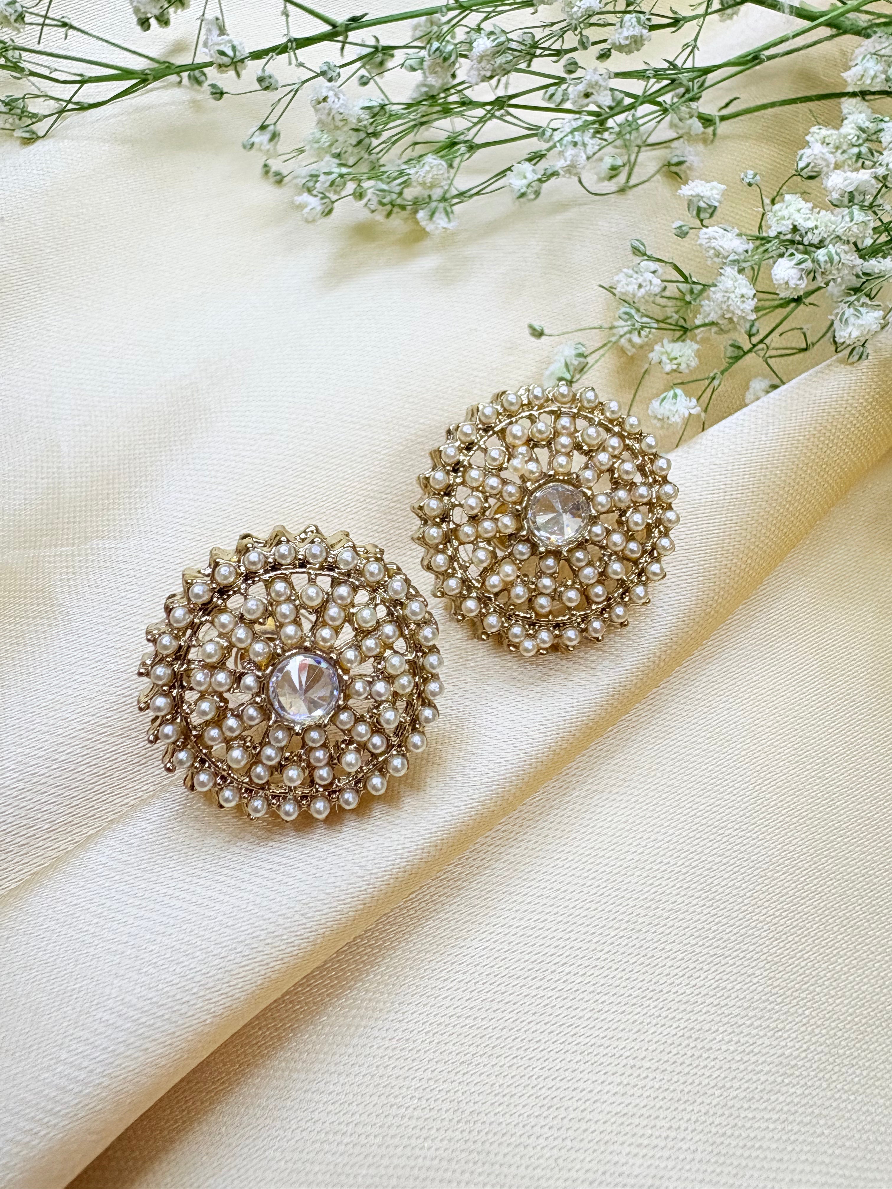 Gold Plated Pearl Stud Earrings