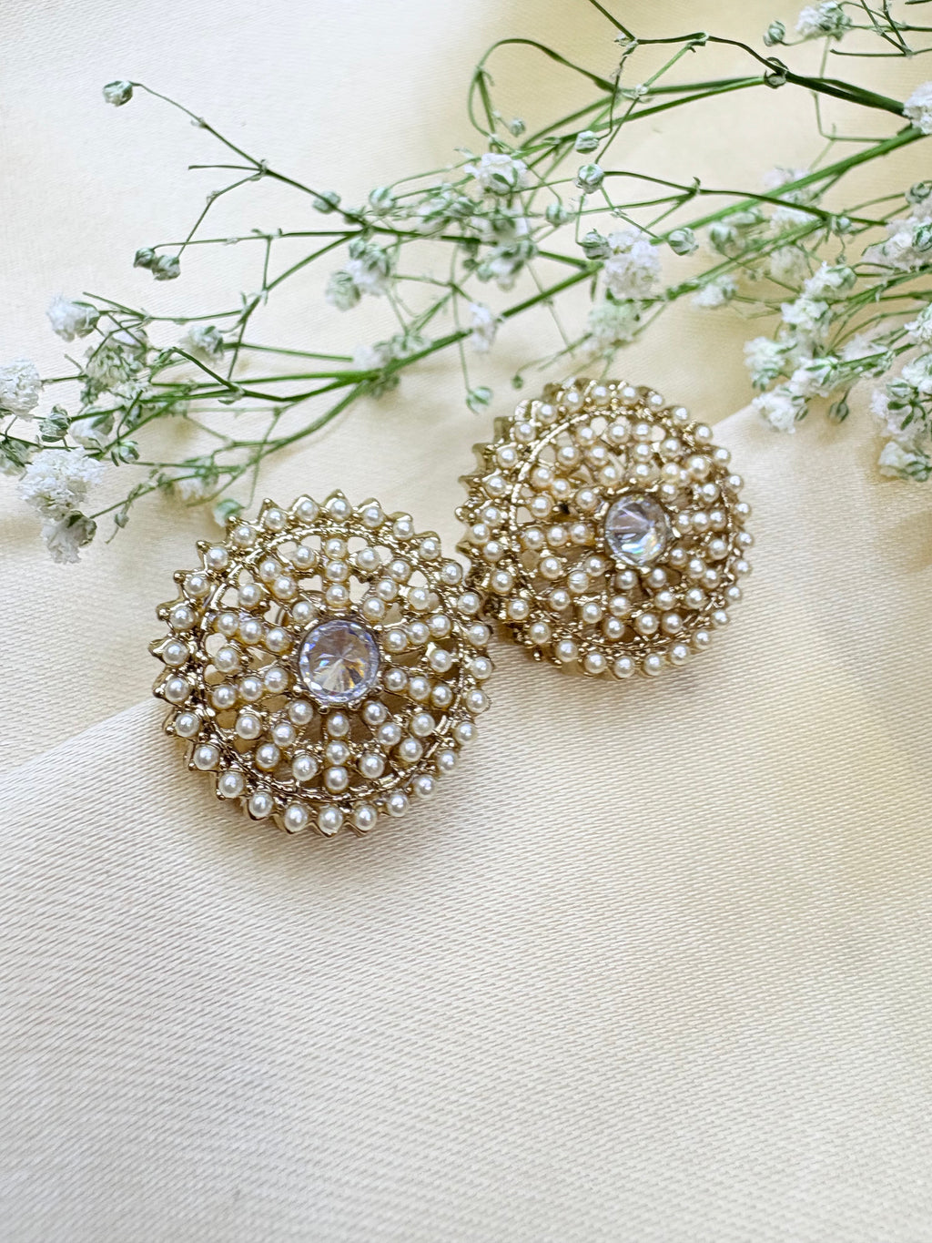 Gold Plated Pearl Stud Earrings