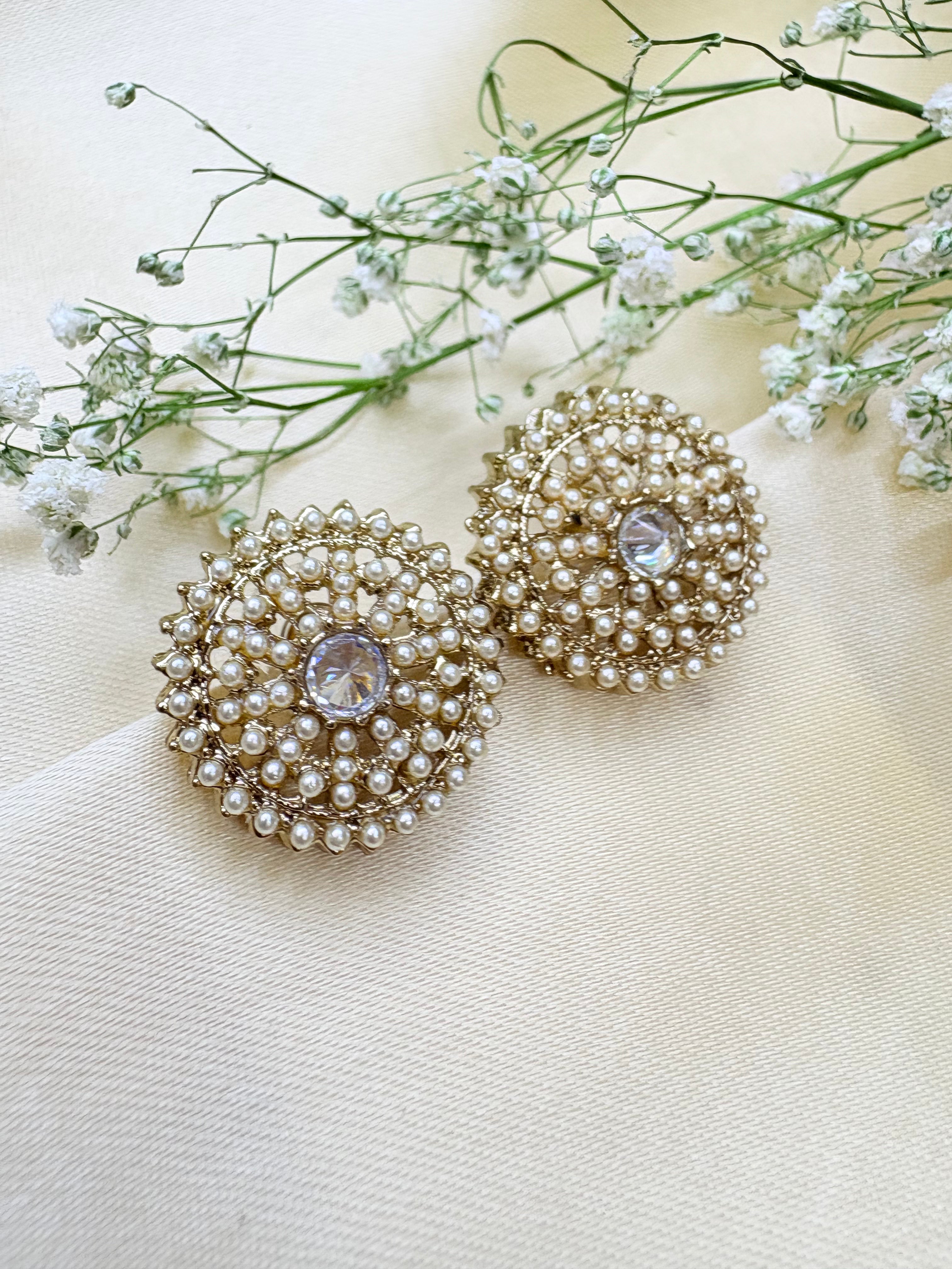 Gold Plated Pearl Stud Earrings