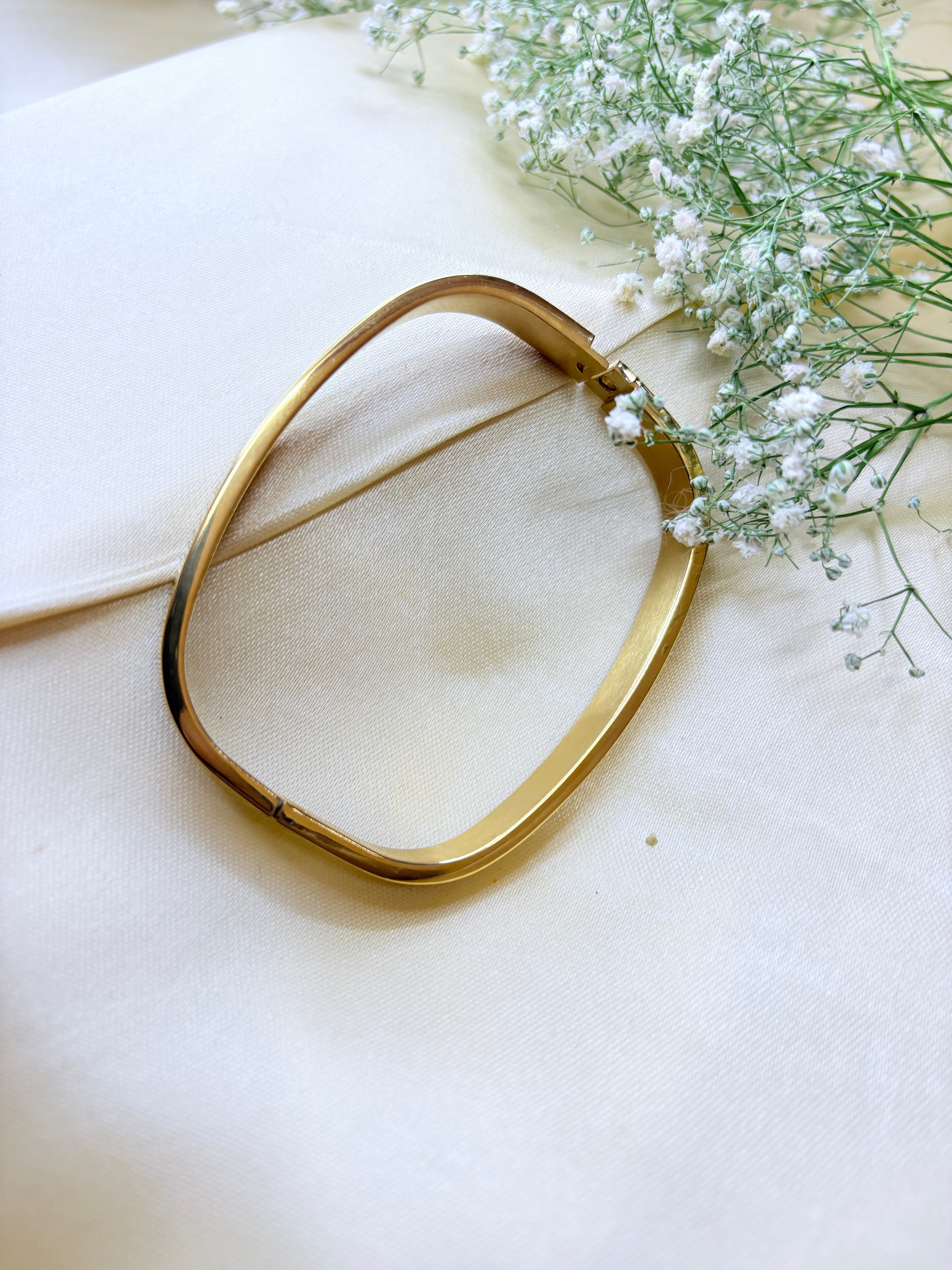 Gold Rectangular Bangle Bracelet