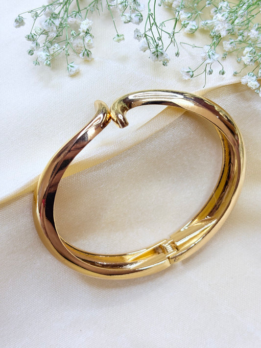 Gold Plated C-Shape Bangle Bracelet for Women