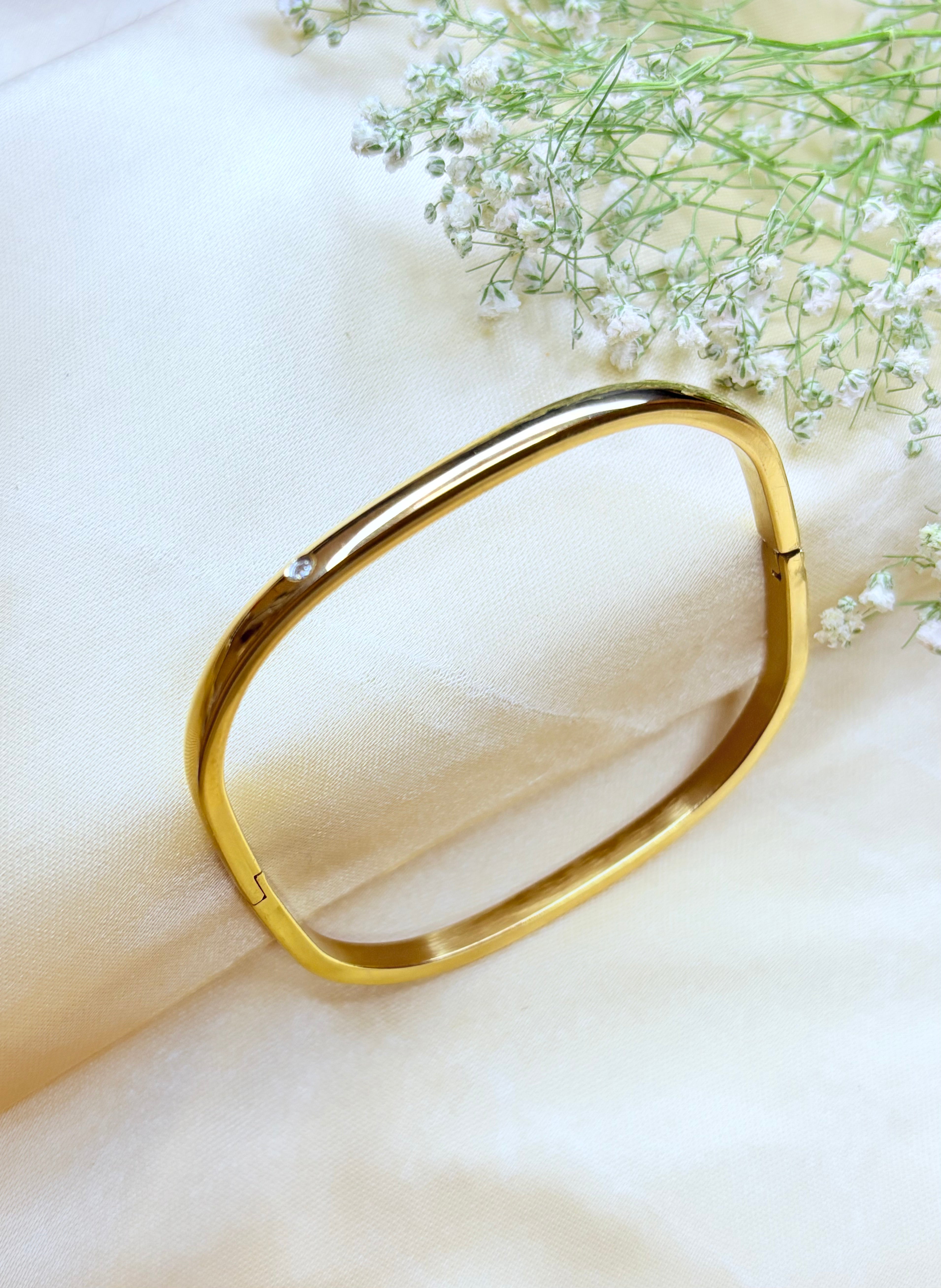 Gold Square Bangle Bracelet