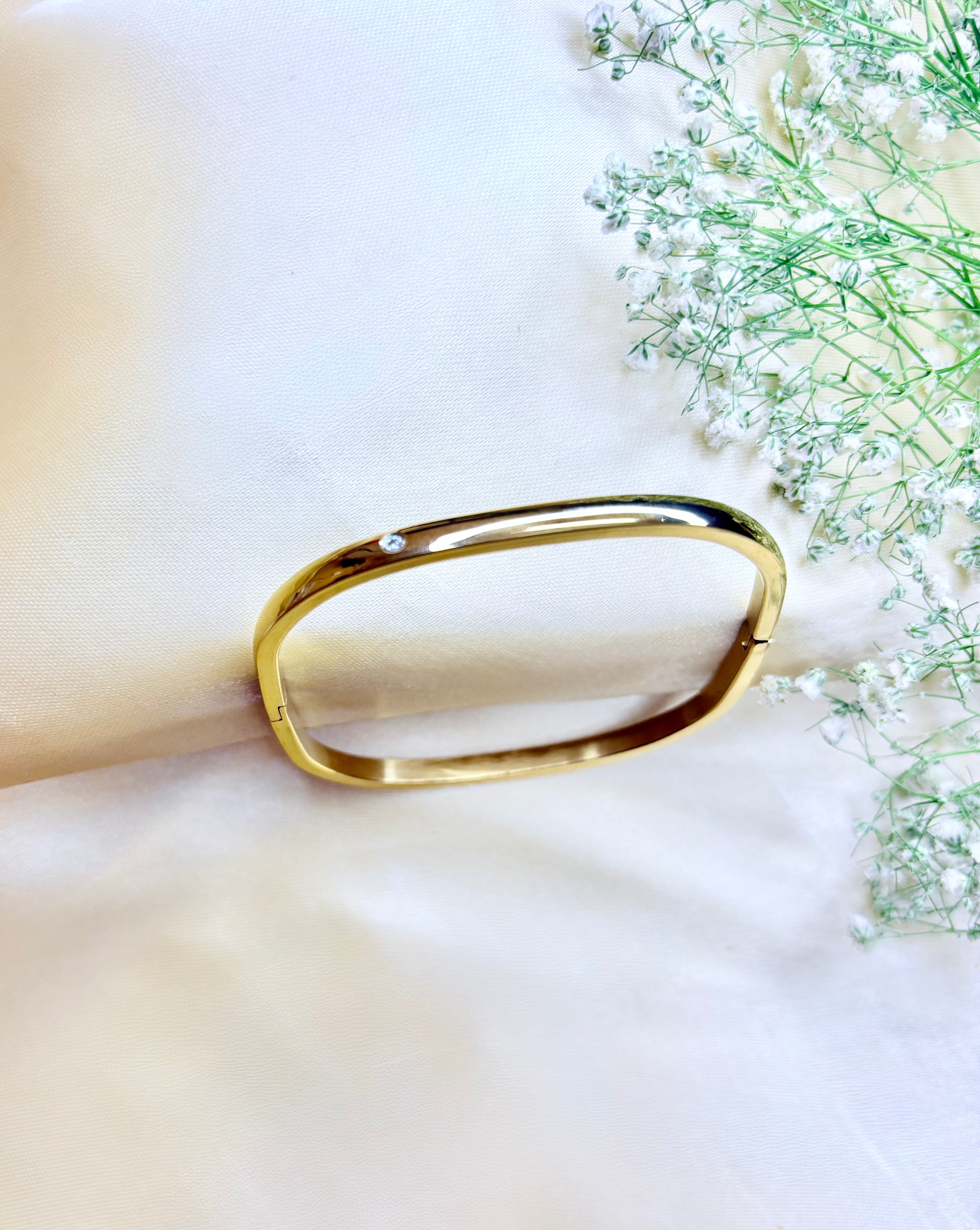 Gold Square Bangle Bracelet
