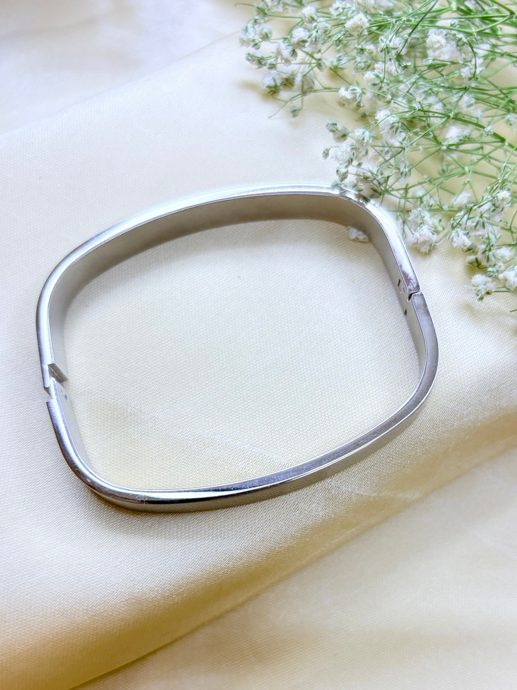 Silver Rectangular Bangle Bracelet