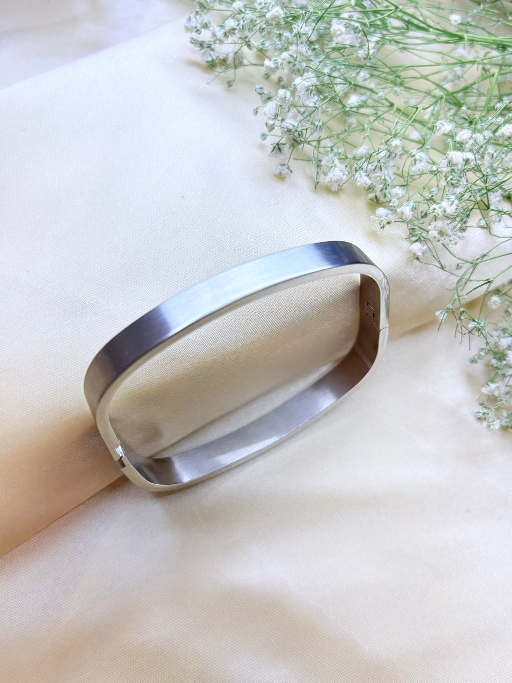 Silver Rectangular Bangle Bracelet
