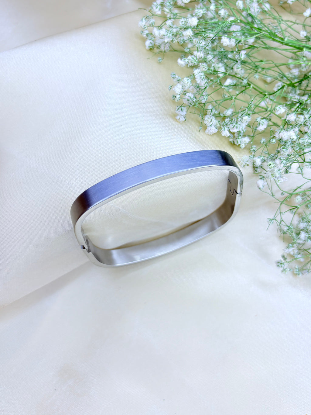 Silver Rectangular Bangle Bracelet