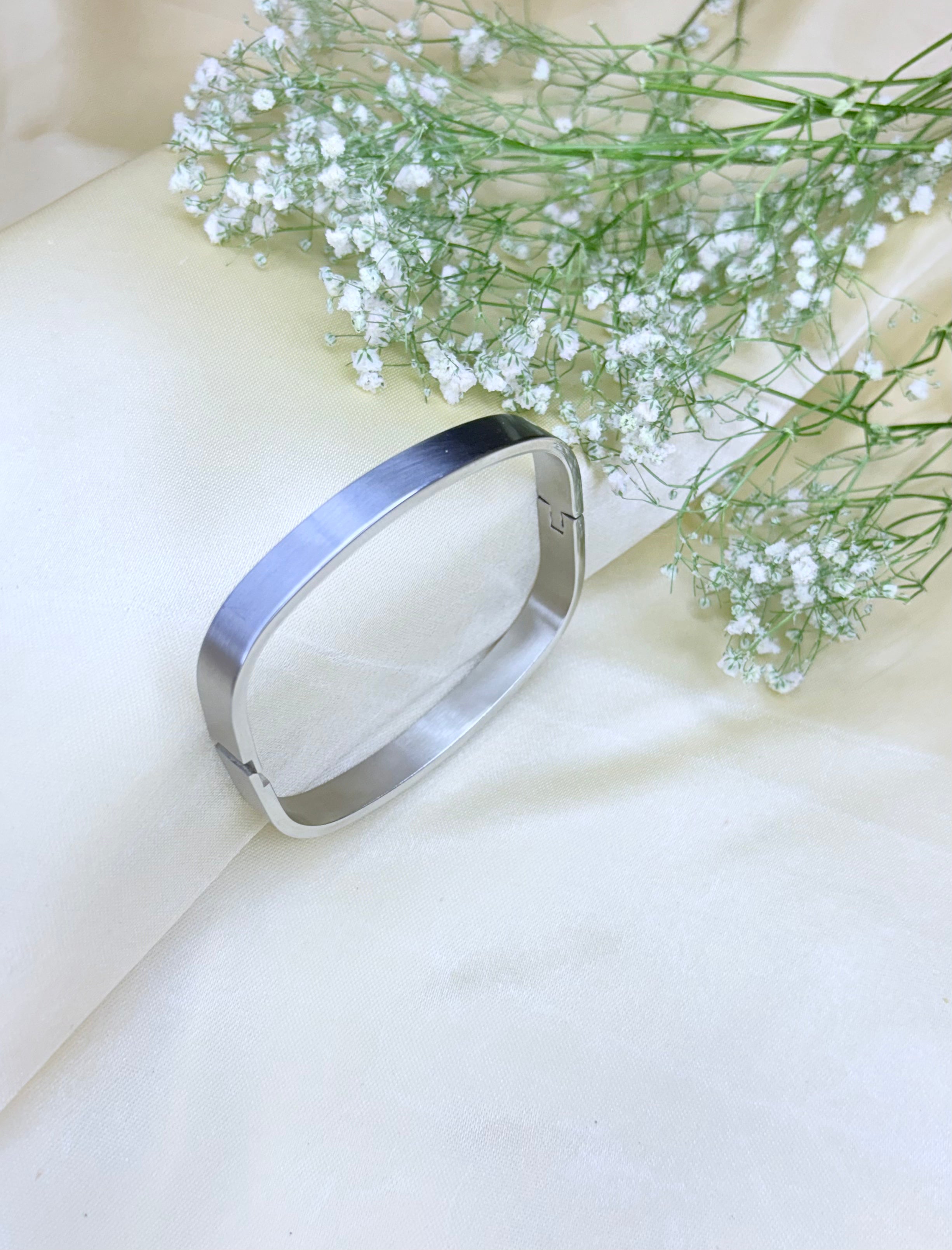 Silver Rectangular Bangle Bracelet
