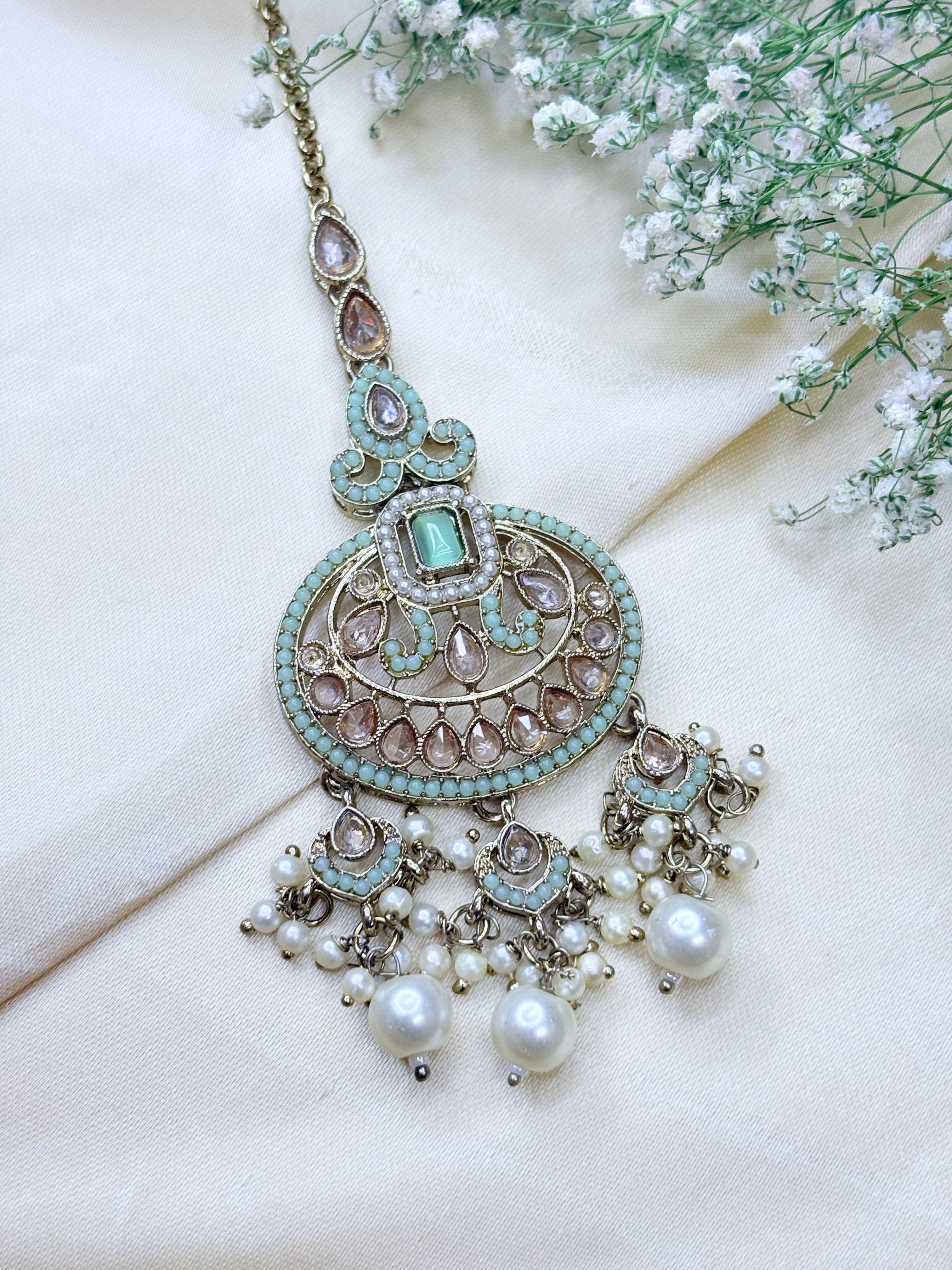 Mint Green Kundan Choker Necklace Set