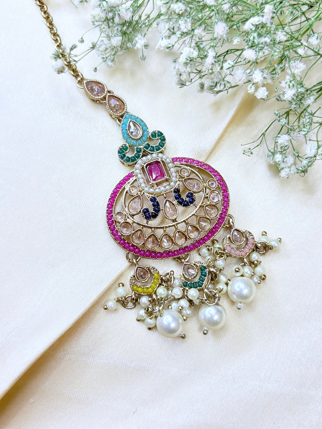 Polki Kundan Pearl Choker Necklace Set