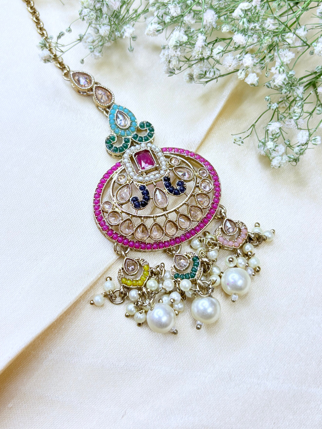 Polki Kundan Pearl Choker Necklace Set