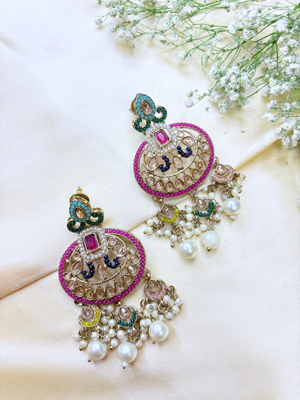 Polki Kundan Pearl Choker Necklace Set