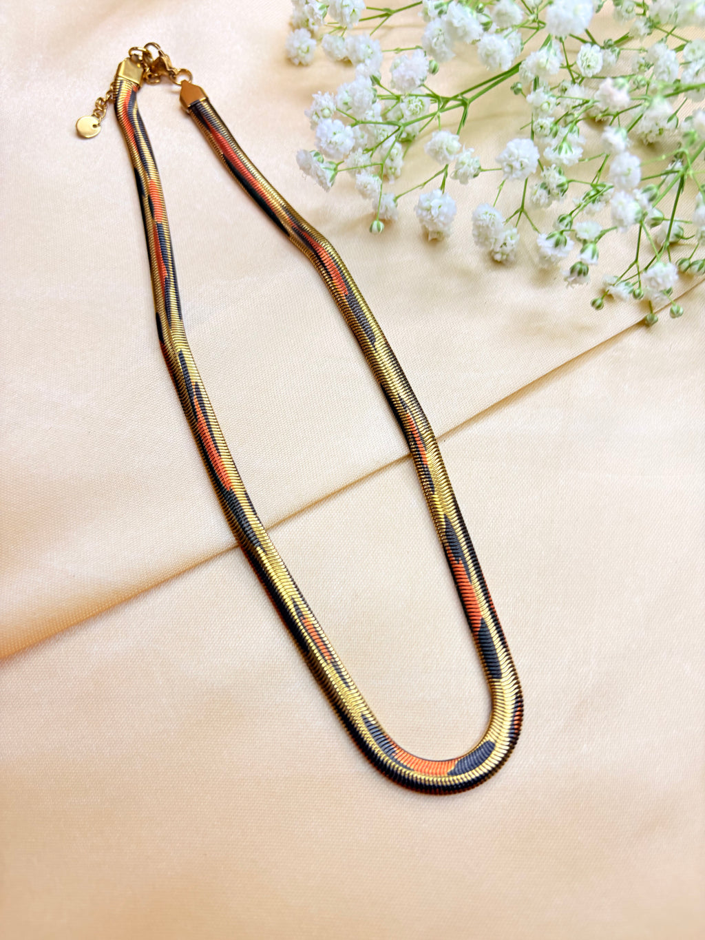 Tricolour Snake Print Necklace