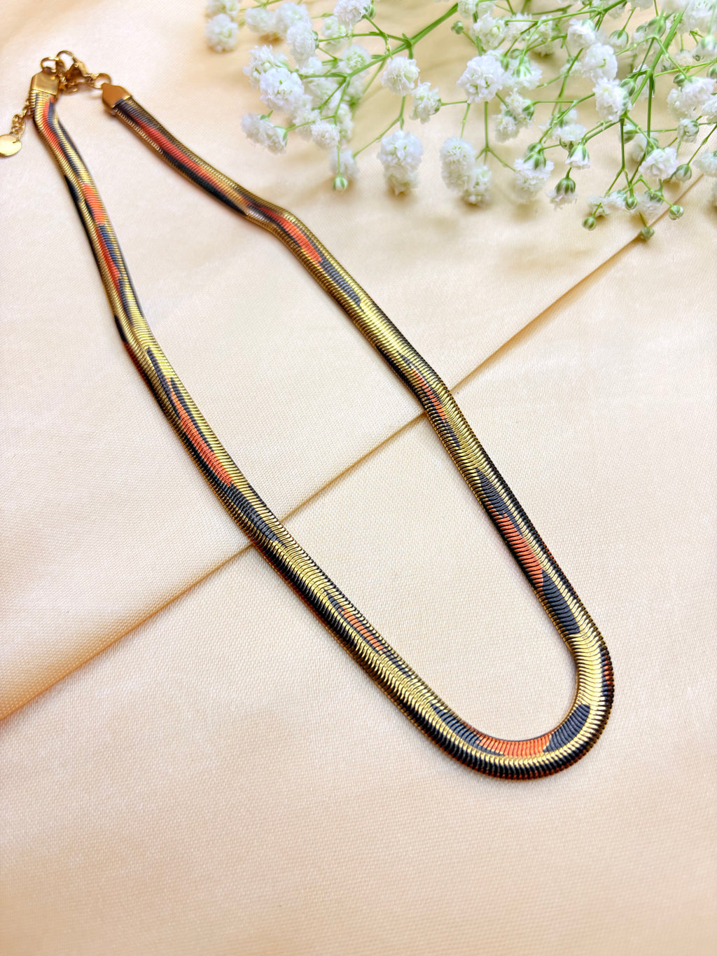 Tricolour Snake Print Necklace