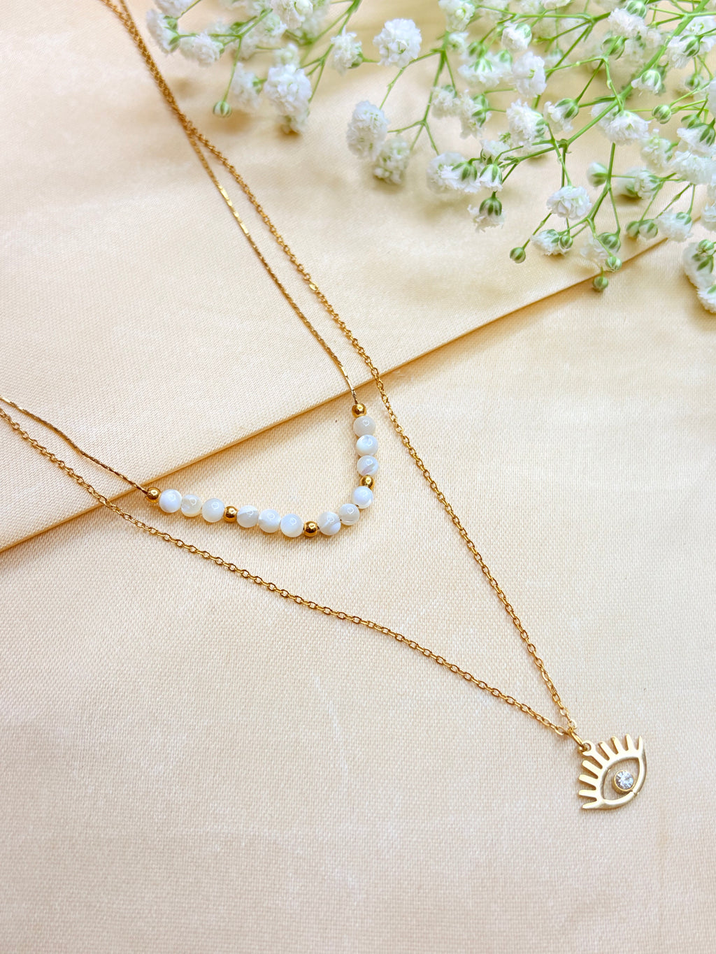 Evil Eye Layered Bead Necklace