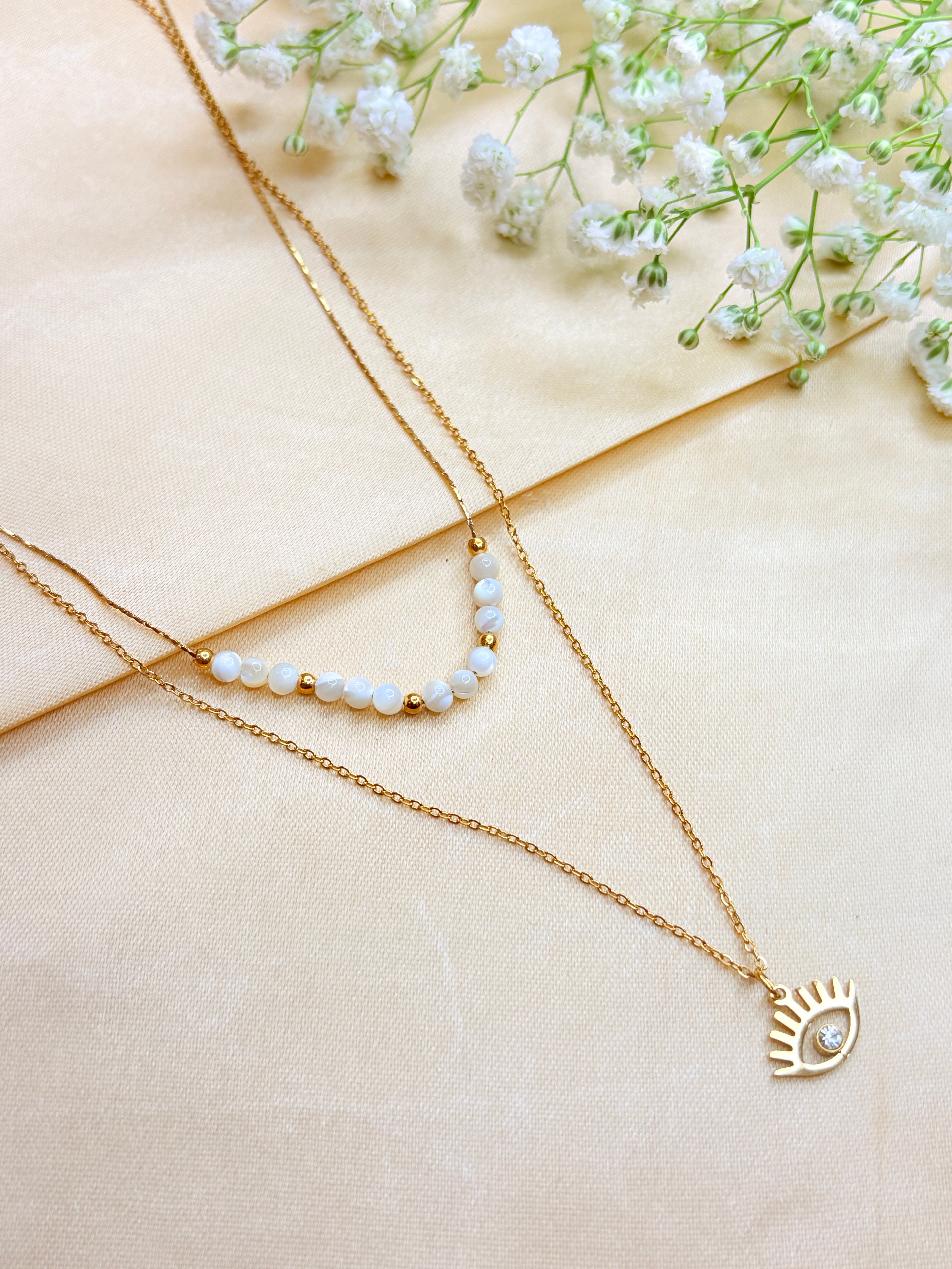 Evil Eye Layered Bead Necklace