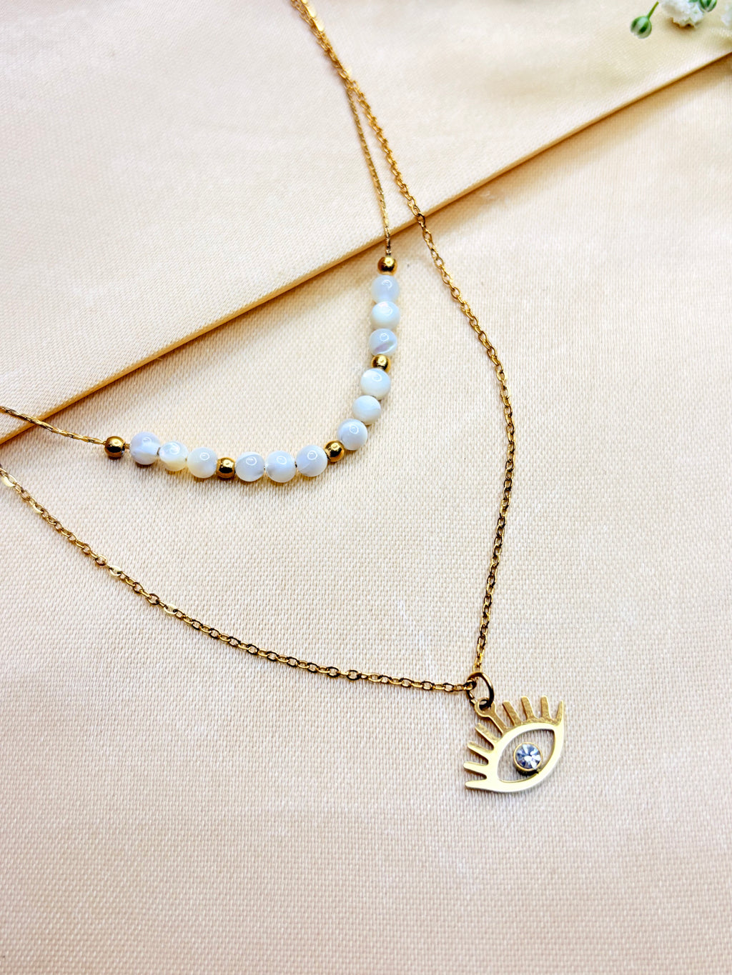 Evil Eye Layered Bead Necklace