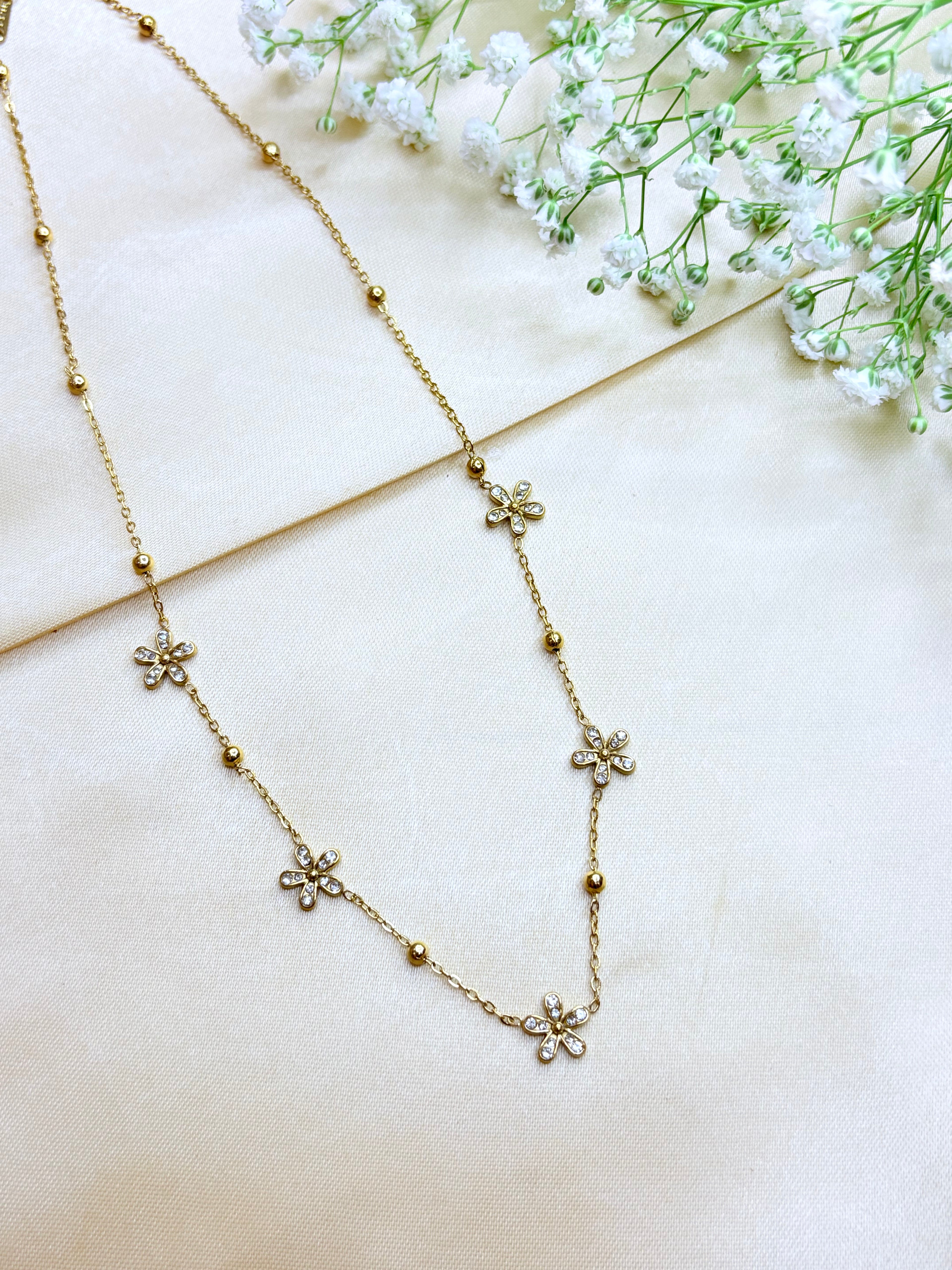 Golden Aura Floral Necklace