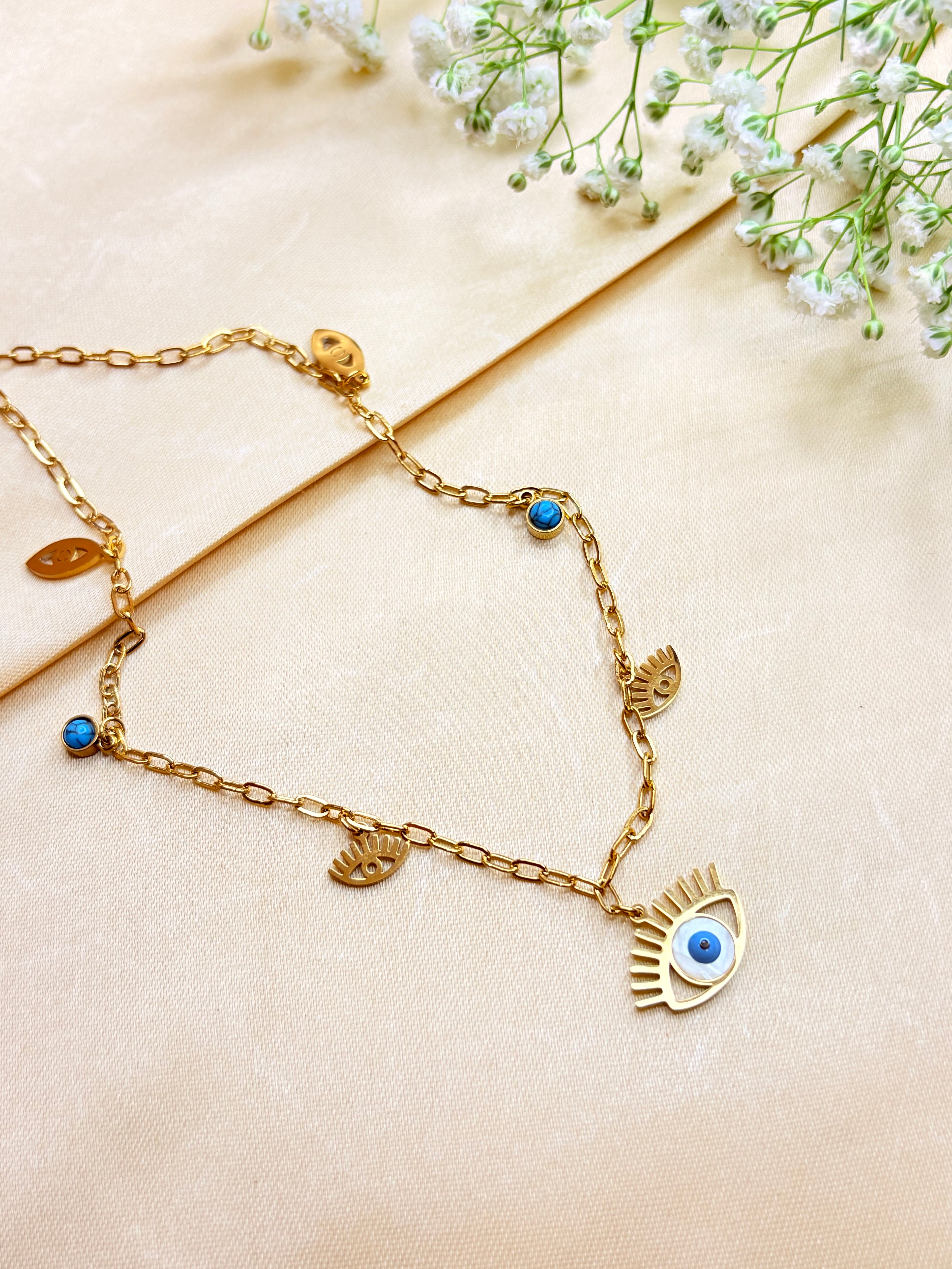 Evil Eye Layered Charms Necklace