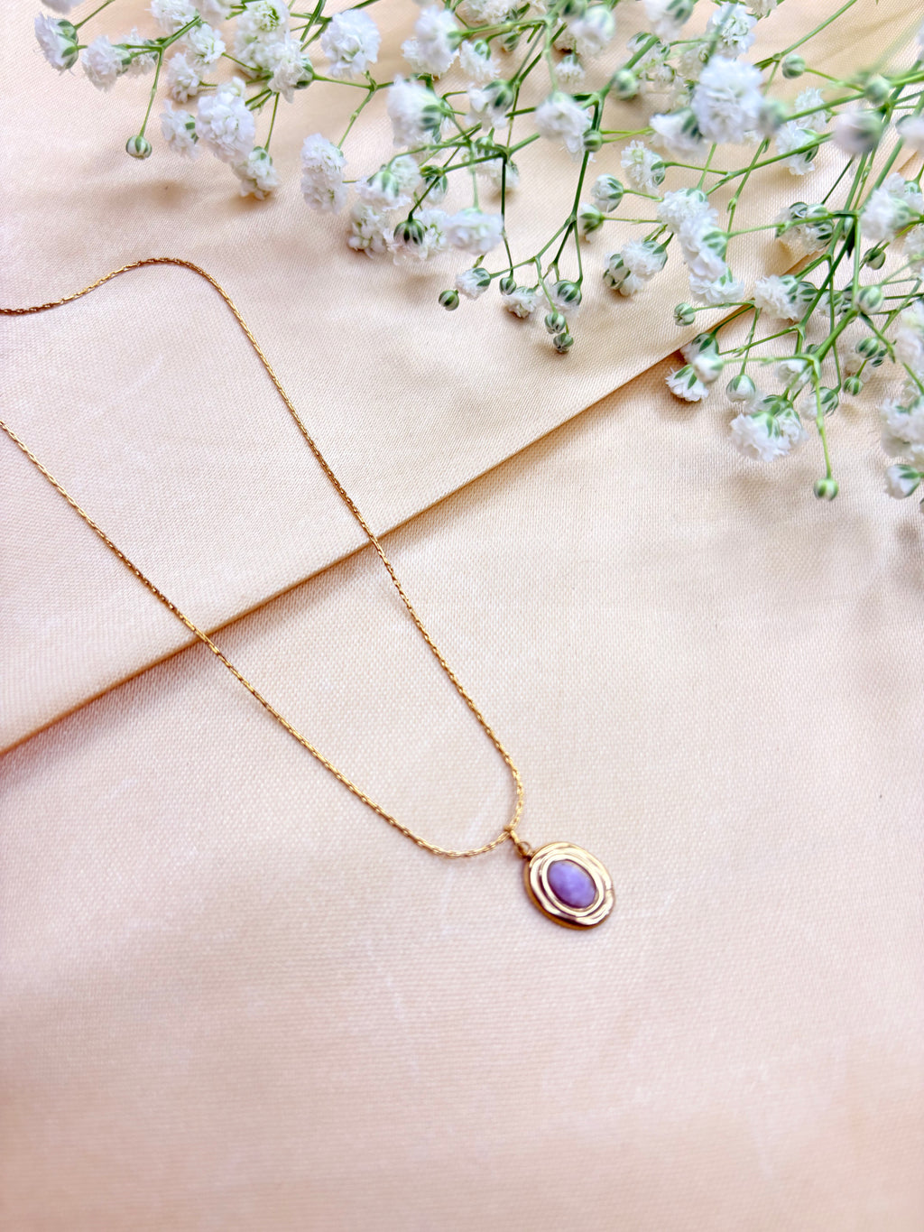 Minimalist Purple Gemstone Pendant Necklace