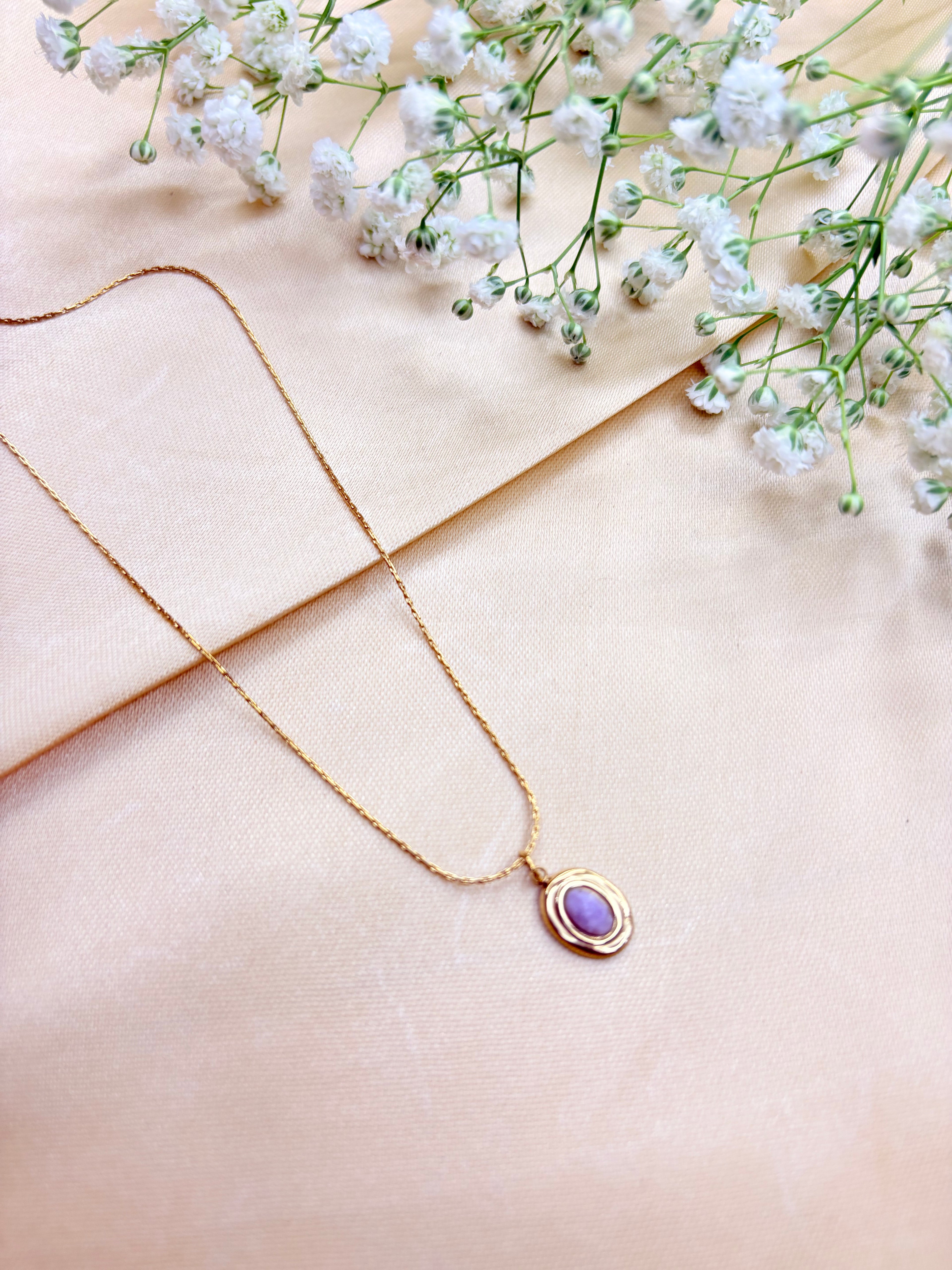 Minimalist Purple Gemstone Pendant Necklace
