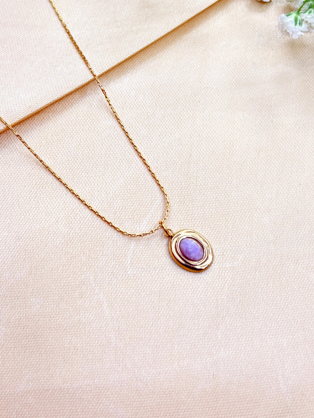 Minimalist Purple Gemstone Pendant Necklace