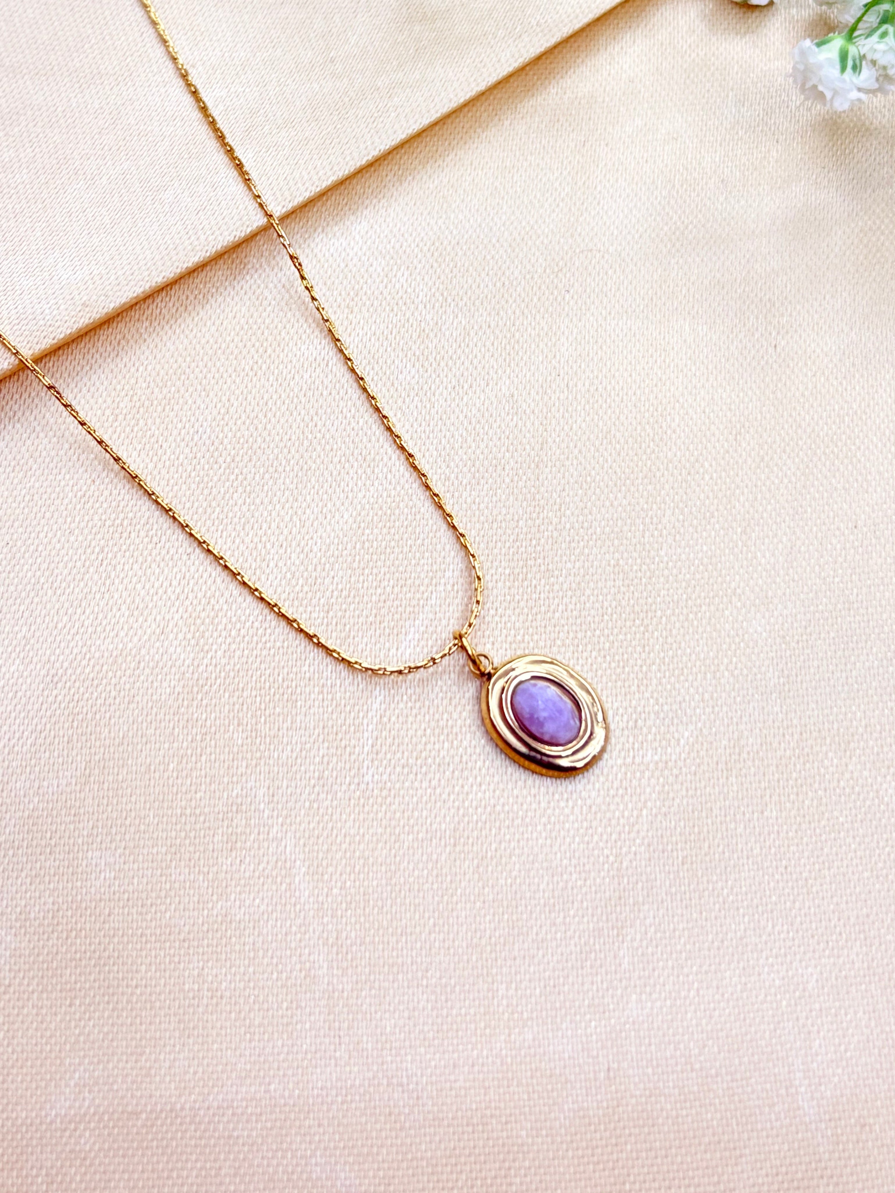 Minimalist Purple Gemstone Pendant Necklace