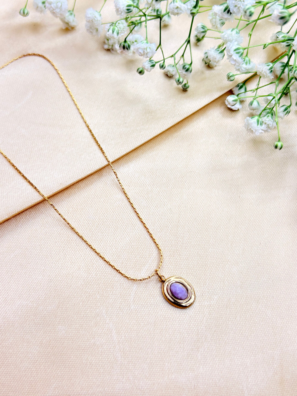 Minimalist Purple Gemstone Pendant Necklace
