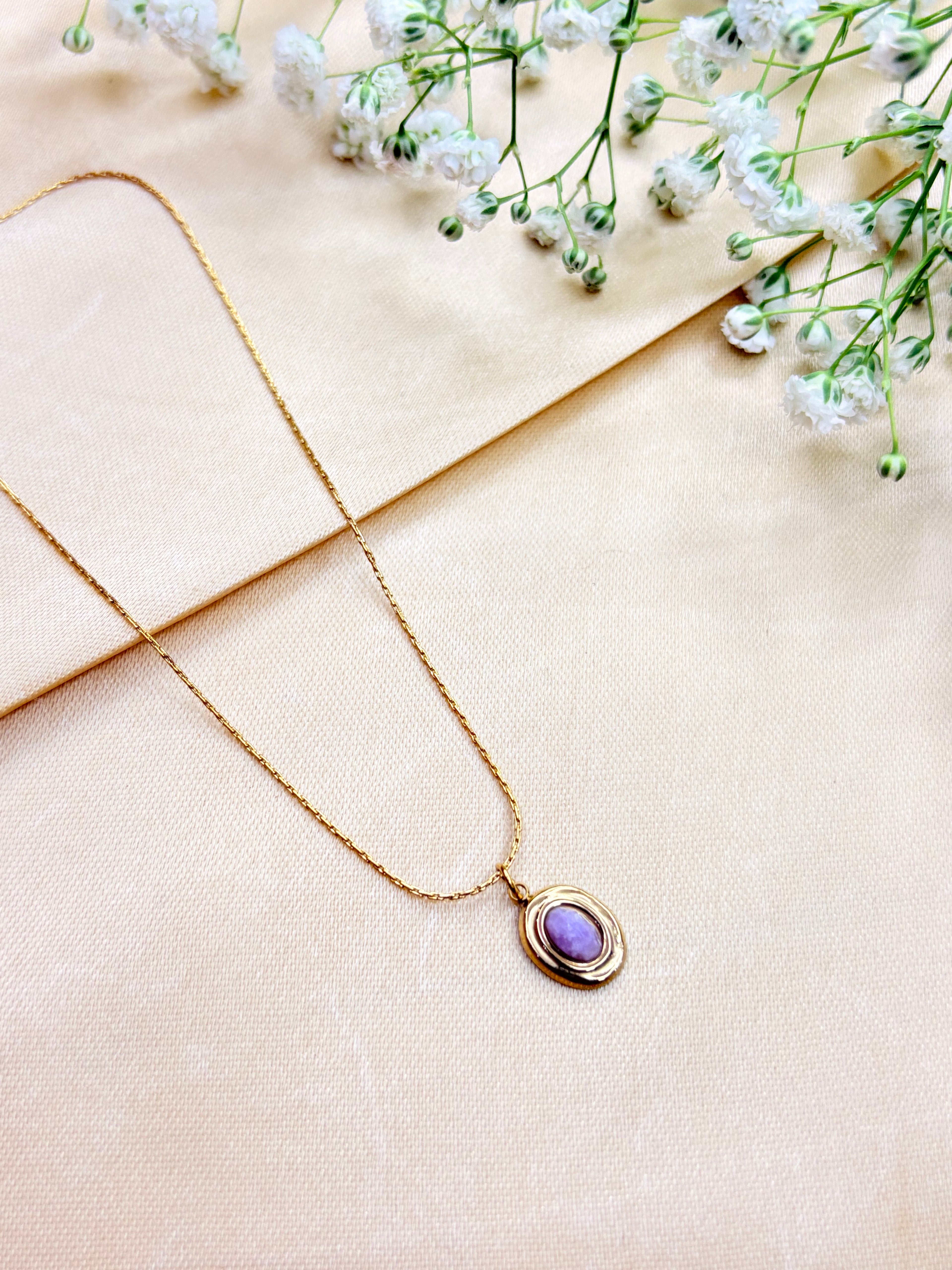 Minimalist Purple Gemstone Pendant Necklace