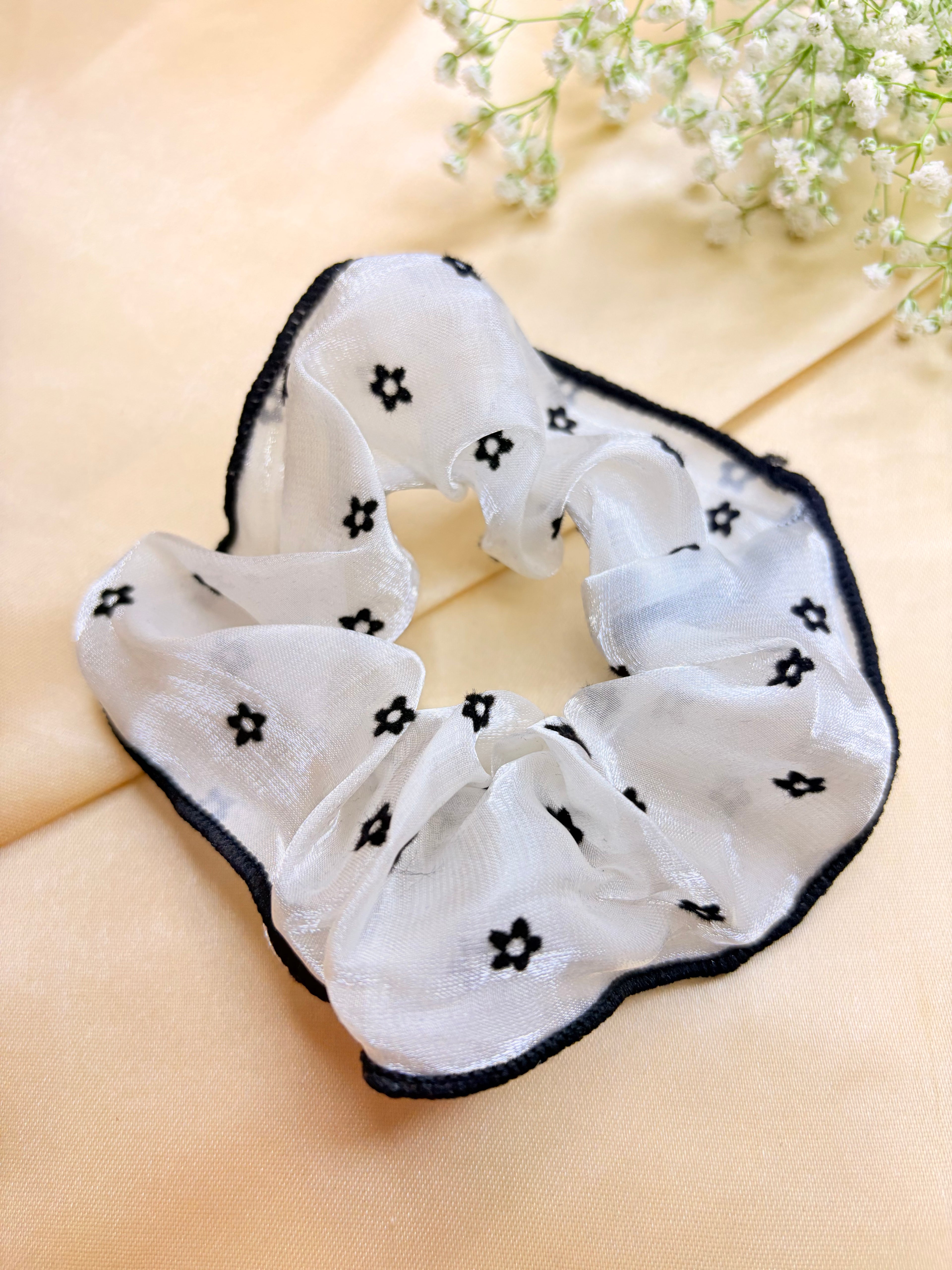 Nylon White Scrunchies
