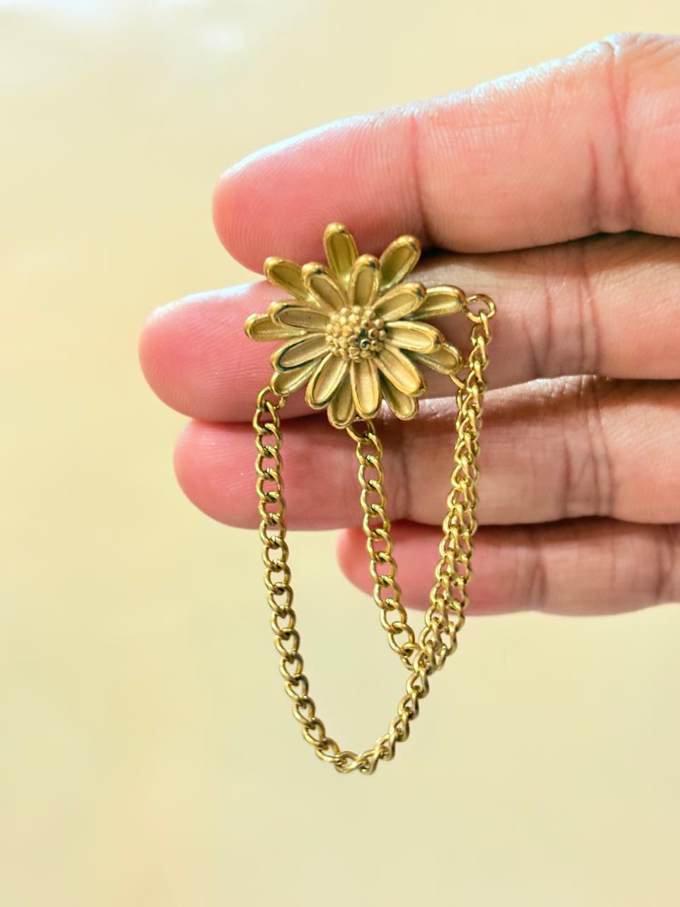 Gold Plated Sunflower Strings Earrings - Bloom