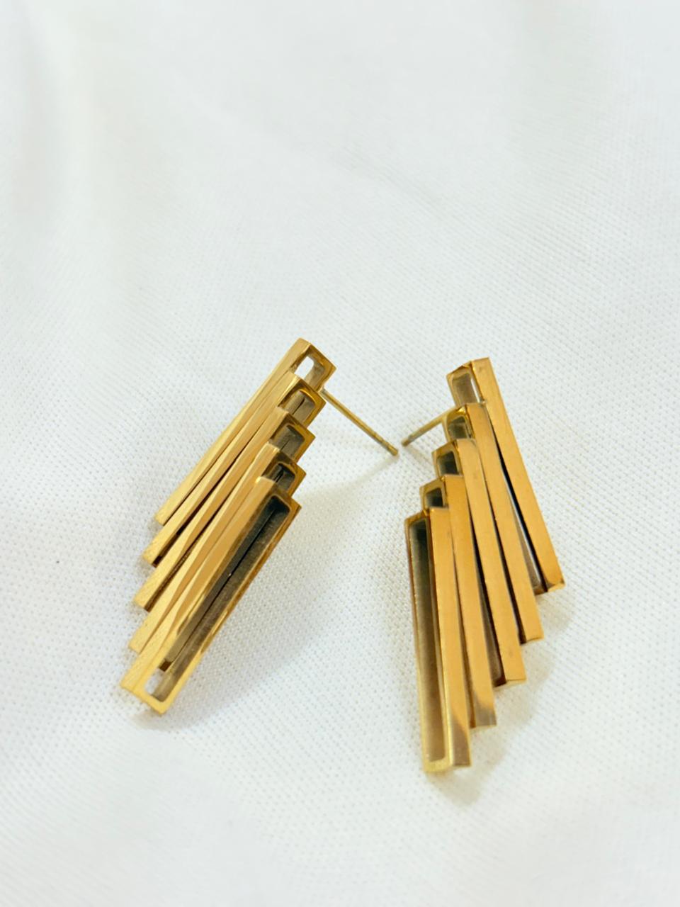 Gold Plated Twirl Shine Earrings - Bloom