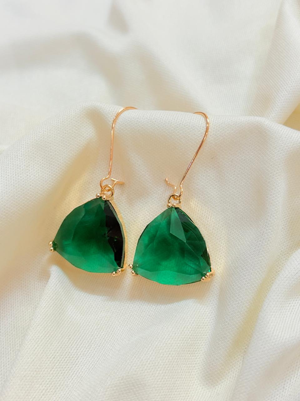 Deep Green Dangle Earrings - Bloom